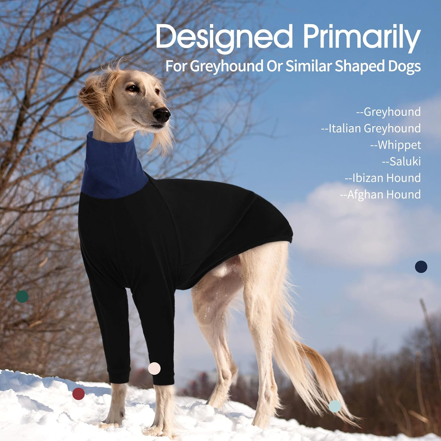 Iecoii Greyhound Sweater for Dogs, Dog Turtleneck Sweater Saluki Lurcher Coat, Warm Whippet Fleece Sweatshirt Fall Winter Outfit, Italian Greyhound Pajamas Pullover Dog Winter Clothes, Xx-Large image number 2