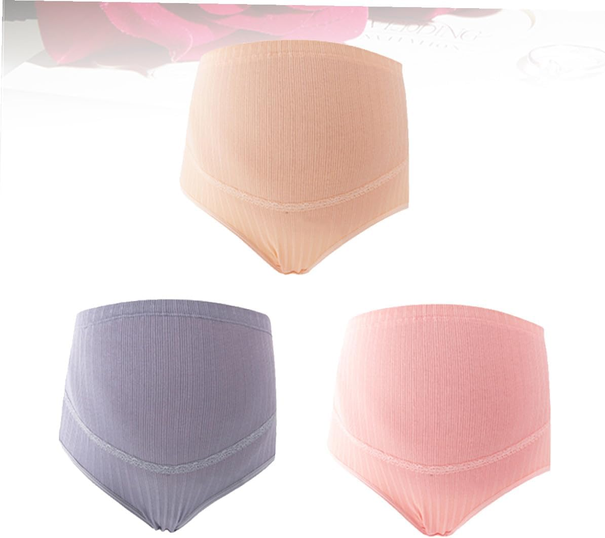 3Pcs High Waist Cotton Maternity Underwear Seamless Belly Band for Pregnant Women Nursing Panties image number 1