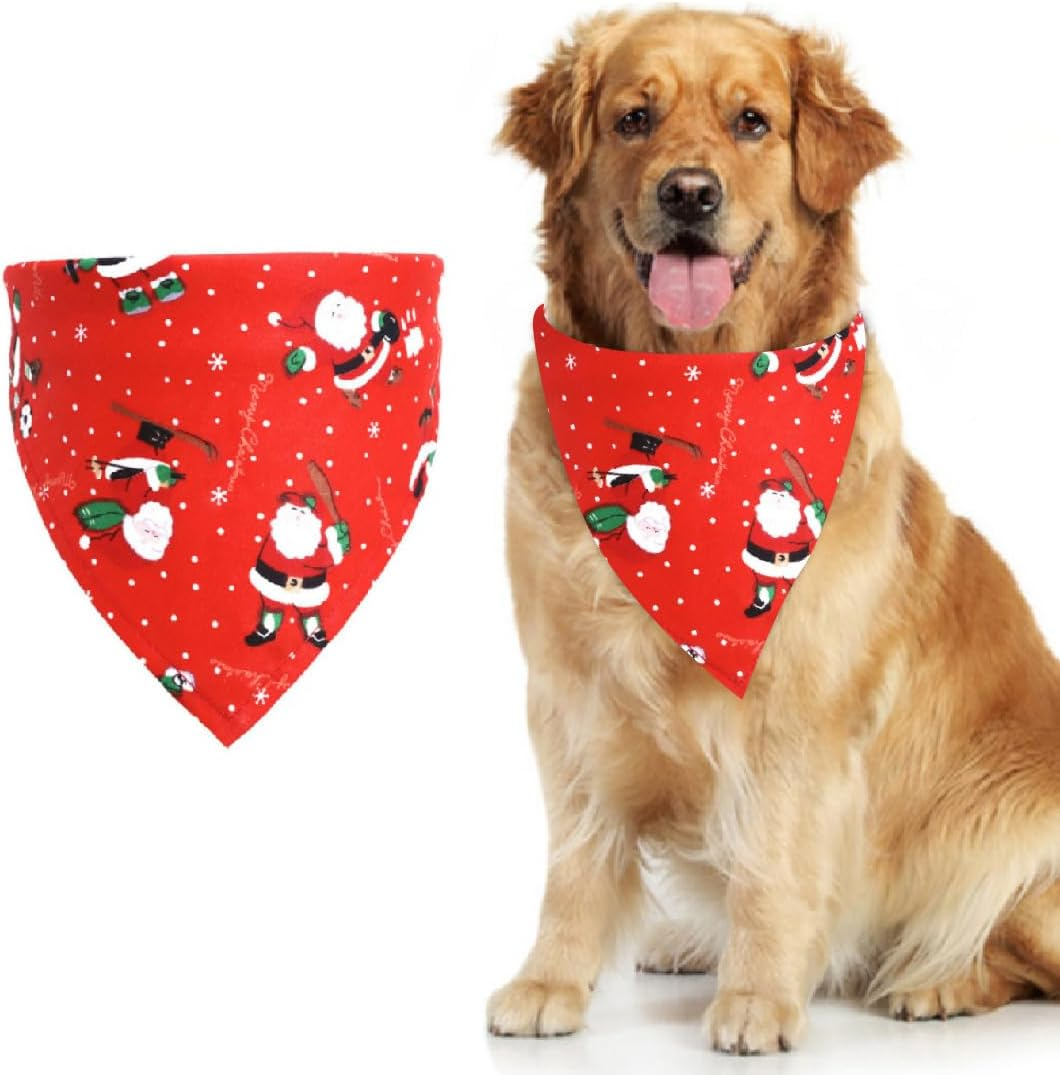 JTKREW Pack of 2 Christmas Pet Bandanas Dog Bandanas and Triangular Bandanas Festive Design image number 1
