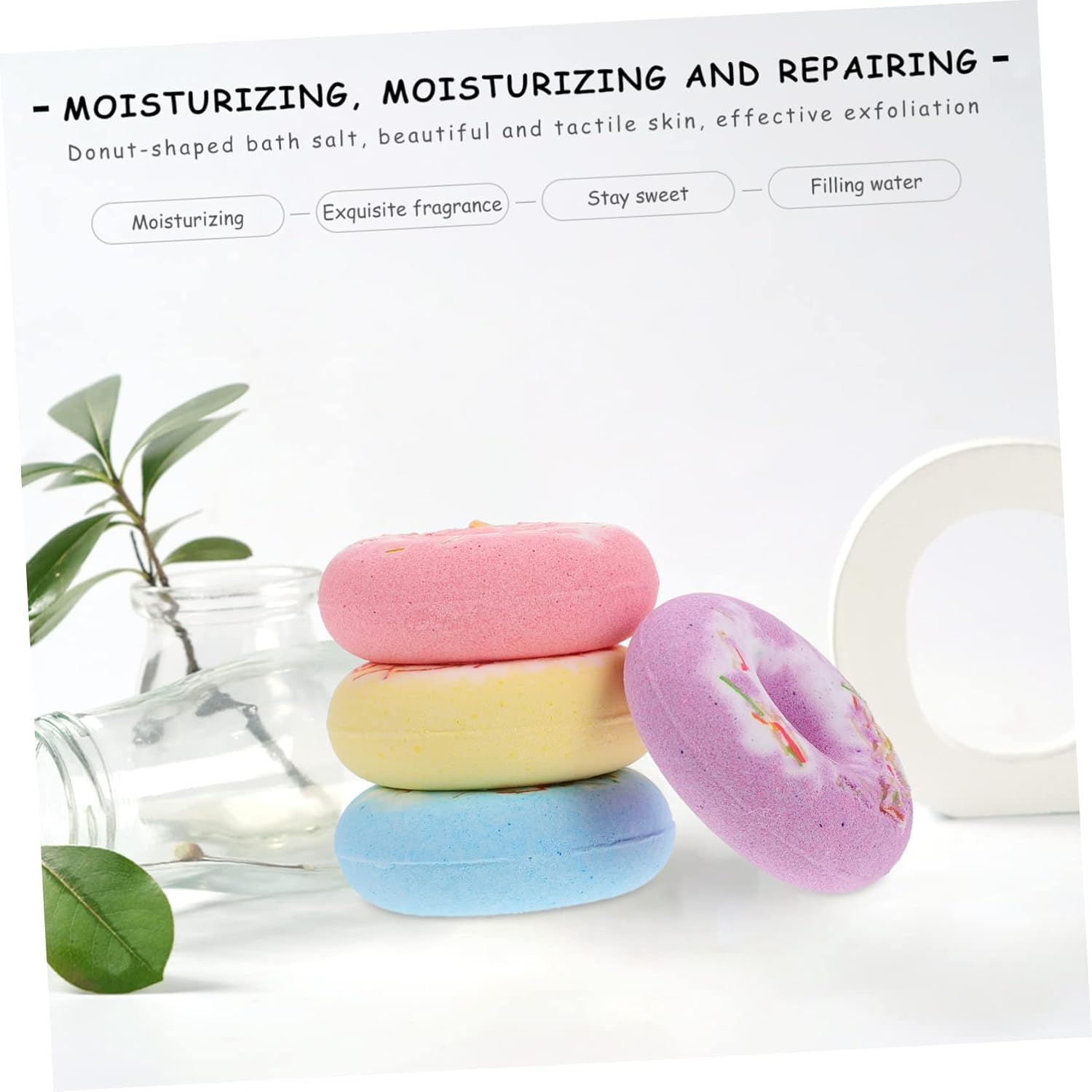 SHOWERORO 4 Pack Salt Bath Handmade Doughnut Bath Balls Skin Care Relaxing Bath for Mom Friend or Self image number 4