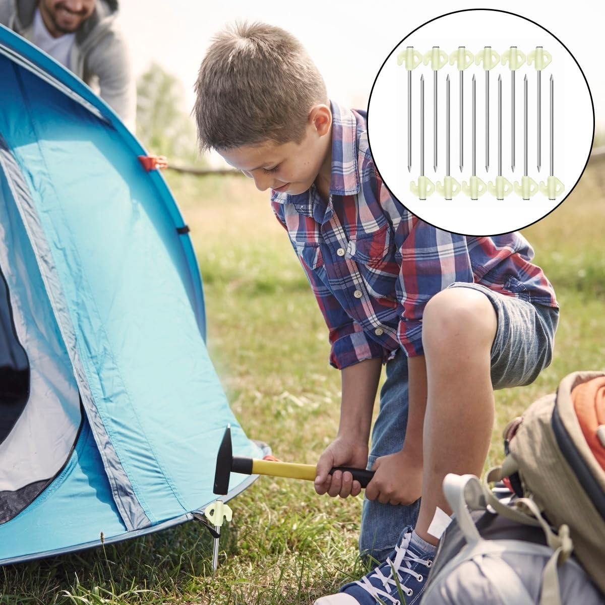 WELANE Eavy Duty Tent Stakes, 12PCS Luminous Aluminium Tent Pegs for Camping Tent, Canopies (0.6 X 20Cm) image number 5