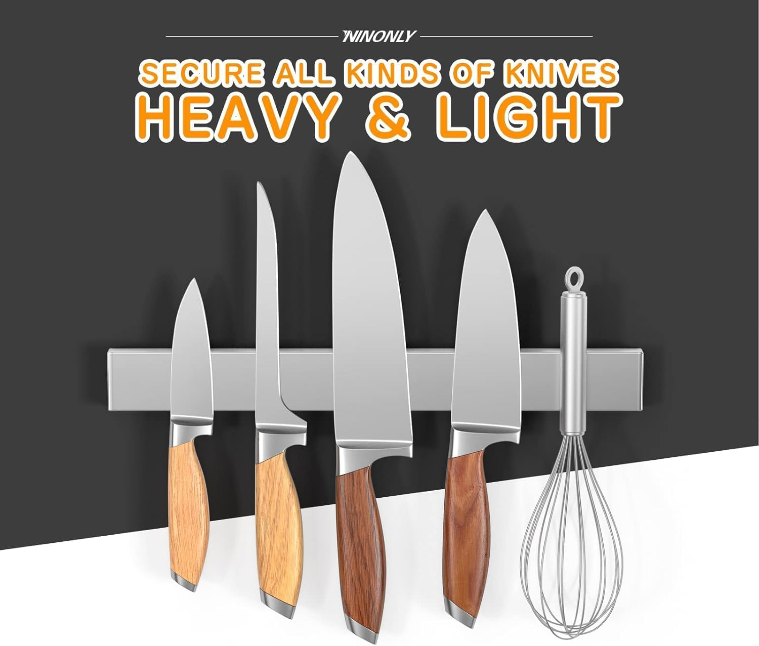 Ninonly 30 CM Magnetic Knife Holder for Refrigerator, Stainless Steel Double Sided Magnet Knife Strip for Wall, No Drilling Magnetic Knife Rack with Powerful Magnetic Pull Force Fridge Applicable image number 2