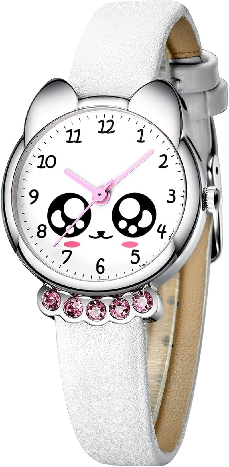 KDM Kids Watch for Girls Boys: Toddler Watches for 3-12 Gifts for Kids Cute Cartoon Wrist Watch Waterproof Leather - Learning Time and Easy to Read Dial