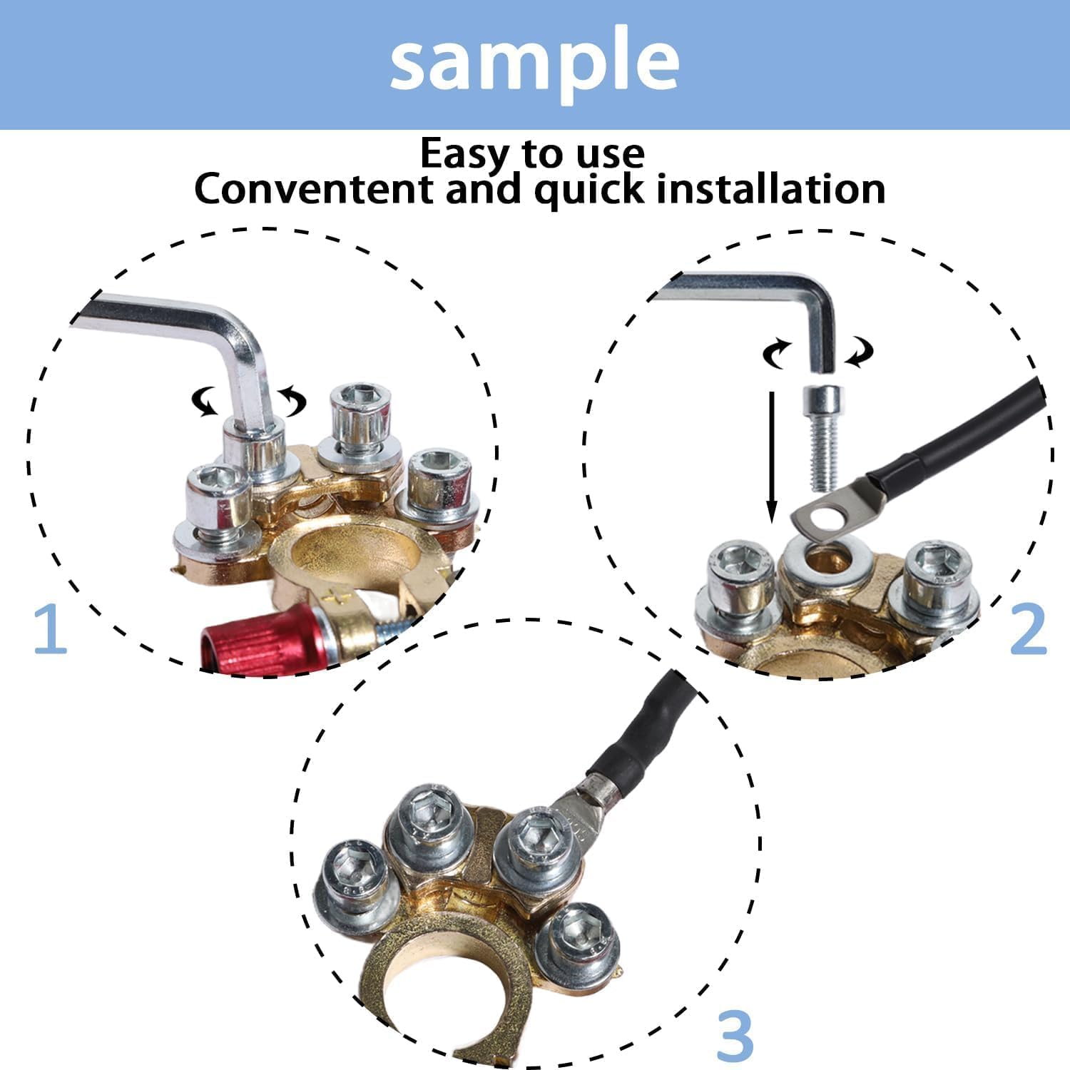 Car Battery Terminal Connectors Quick Release Clamp 4 Way Positive Negative anti Corrosion Washer Hex Wrench for SAE/JIS Type a Posts
