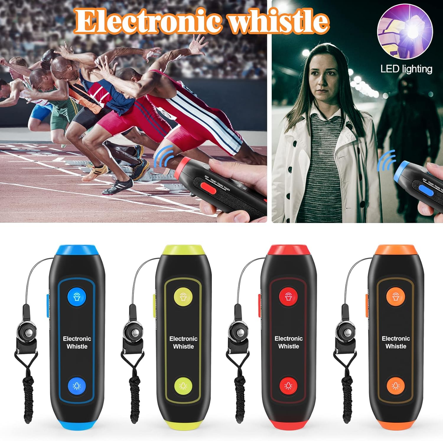 Electronic Whistle Handheld Electric Whistle with Lanyard SOS Light Flashlight for Coaches Referees P.E. Teacher - Red image number 5