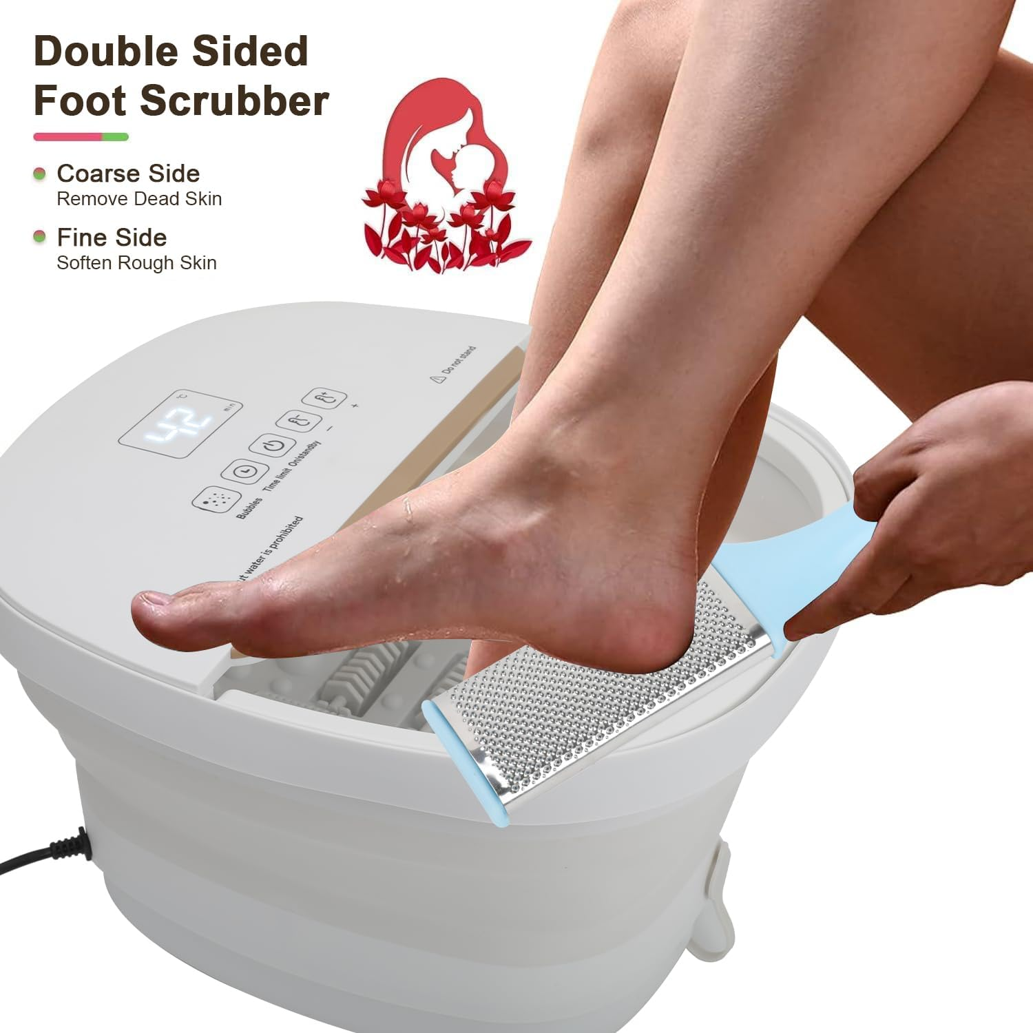 Mothers Day Gift Ideas, Foot Spa Bath Massager with Heat,Timer,Bubbles, Red Light, 6 Massage Roller Pedicure Tub,Collapsible Foot Soaker, Gifts for Women Men Mom Dad, Fathers Day image number 4