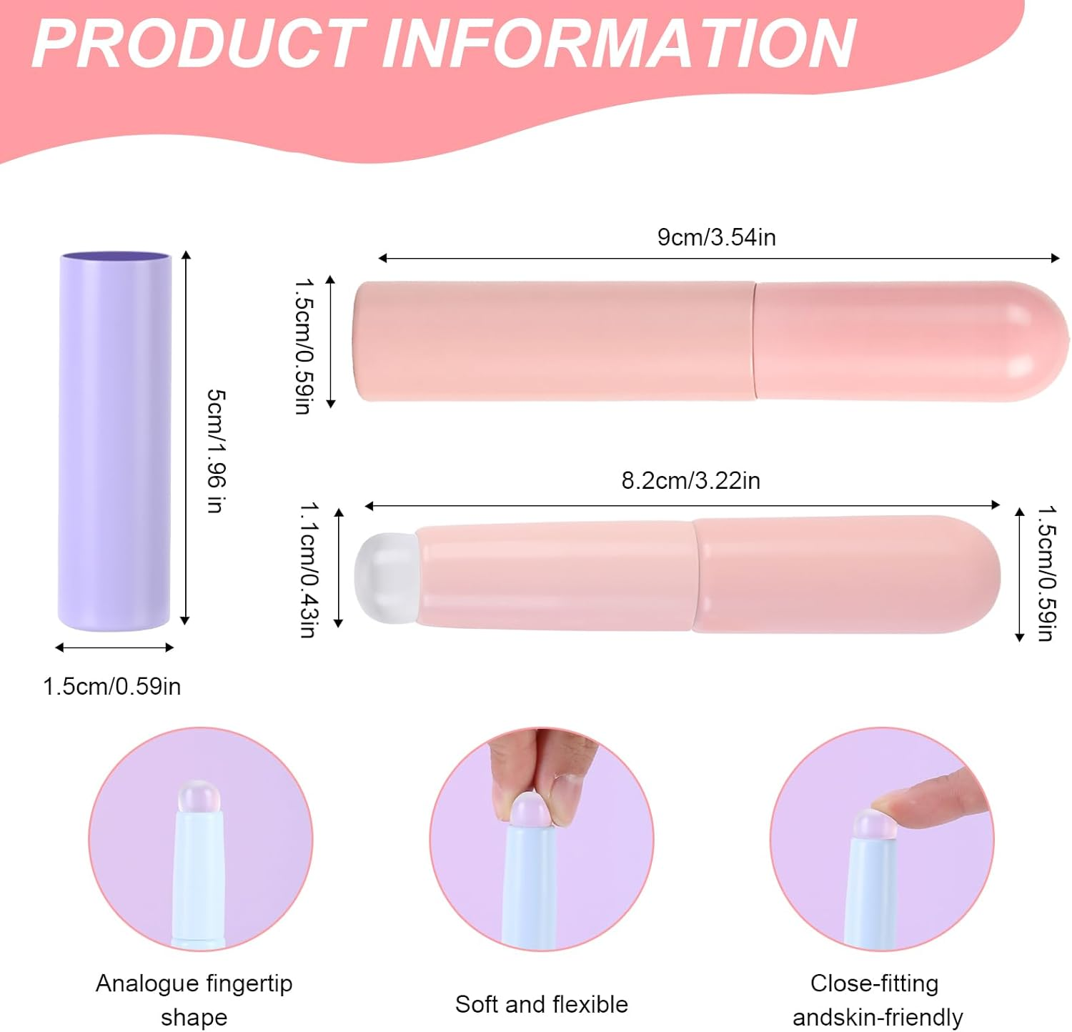 6 Pcs Silicone Lip Brushes, Portable round Head Lip Brush Applicator with Cap and Chrome Applicator for Nails, Multipurpose Silicone Makeup Brush for Lipstick, Concealer, Nail Polish (3 Colors) image number 2