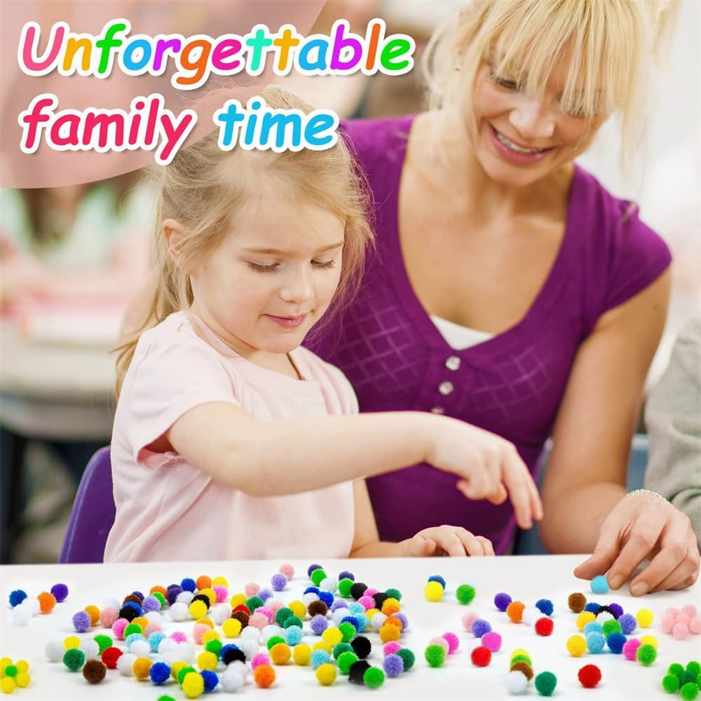 JOWILIN Pom Poms Balls for Crafts, 2000 Pcs 1.5Cm Multicolor Fuzzy Pom Poms Balls, Arts and Crafts Pompoms, Cotton Balls for Kids Crafts, Creative Crafts, Decorations, DIY Art image number 2