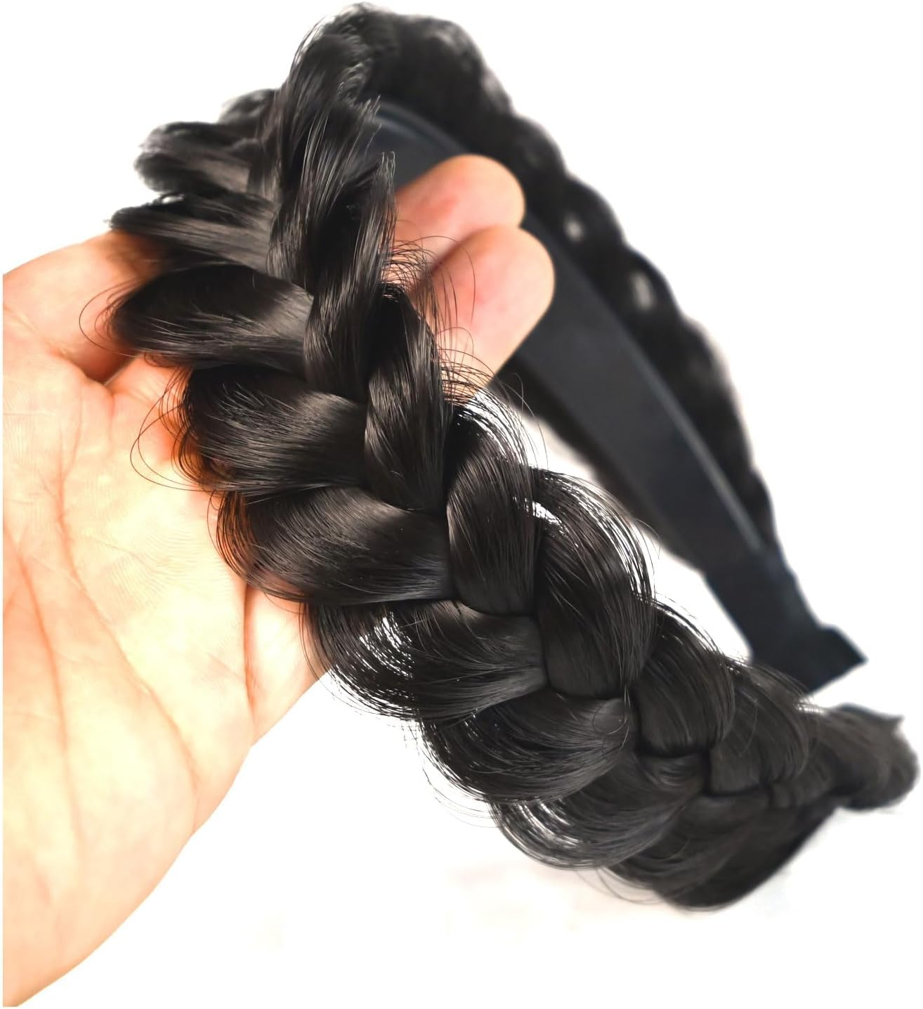 TOECWEGR Braided Headband Withtooth Wide Braid Messy Hair Hoop Womenfashion Hair Accessories (Dark Brown Black 2A) image number 6