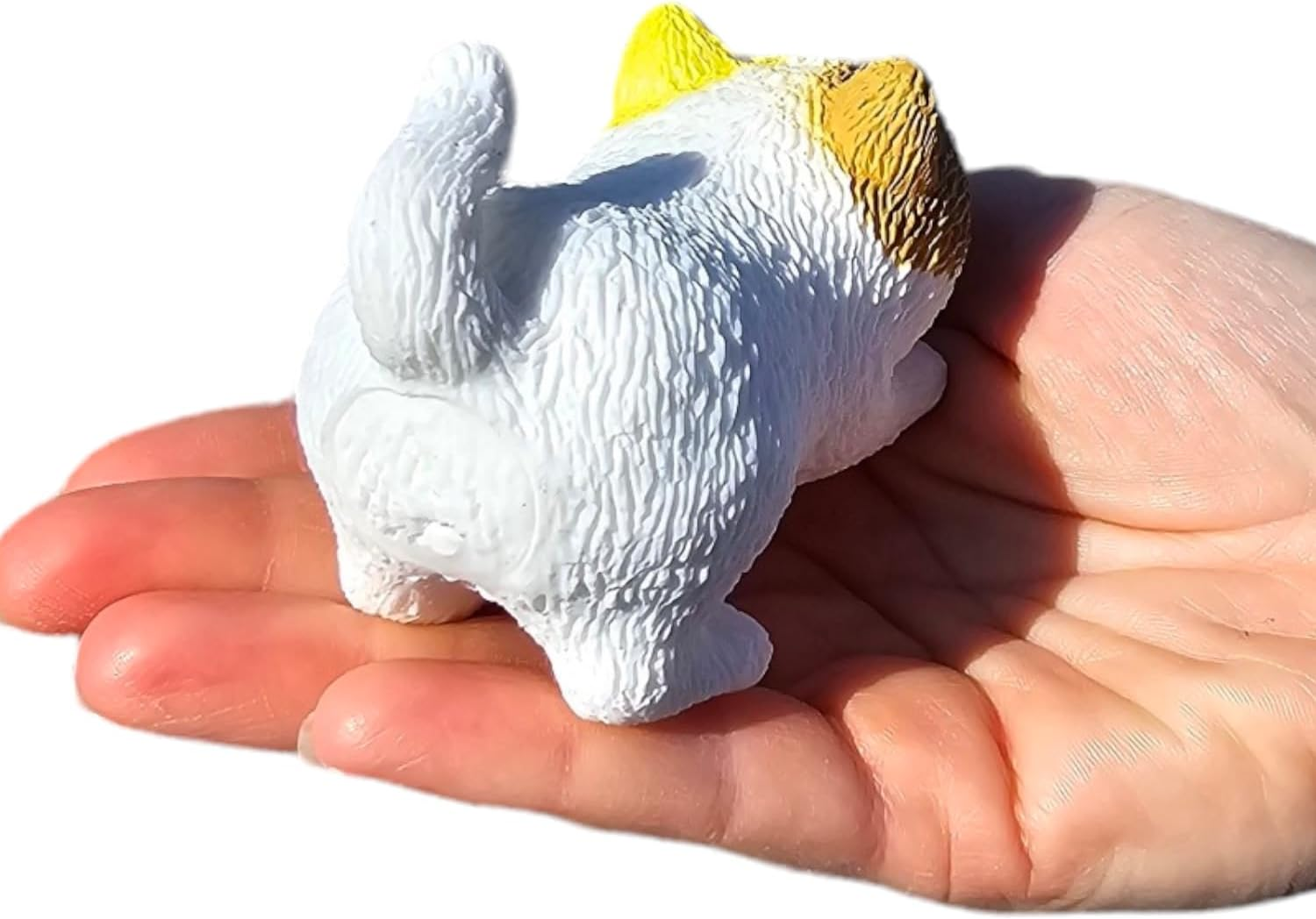 Squishy Stretchy Cat (3.5" to 6.5") Rubber Fidget Sensory Toy Filled with Sand. Great Stress Relief Cat Toy for Kids, Adults and Pets. (White Cat) image number 5