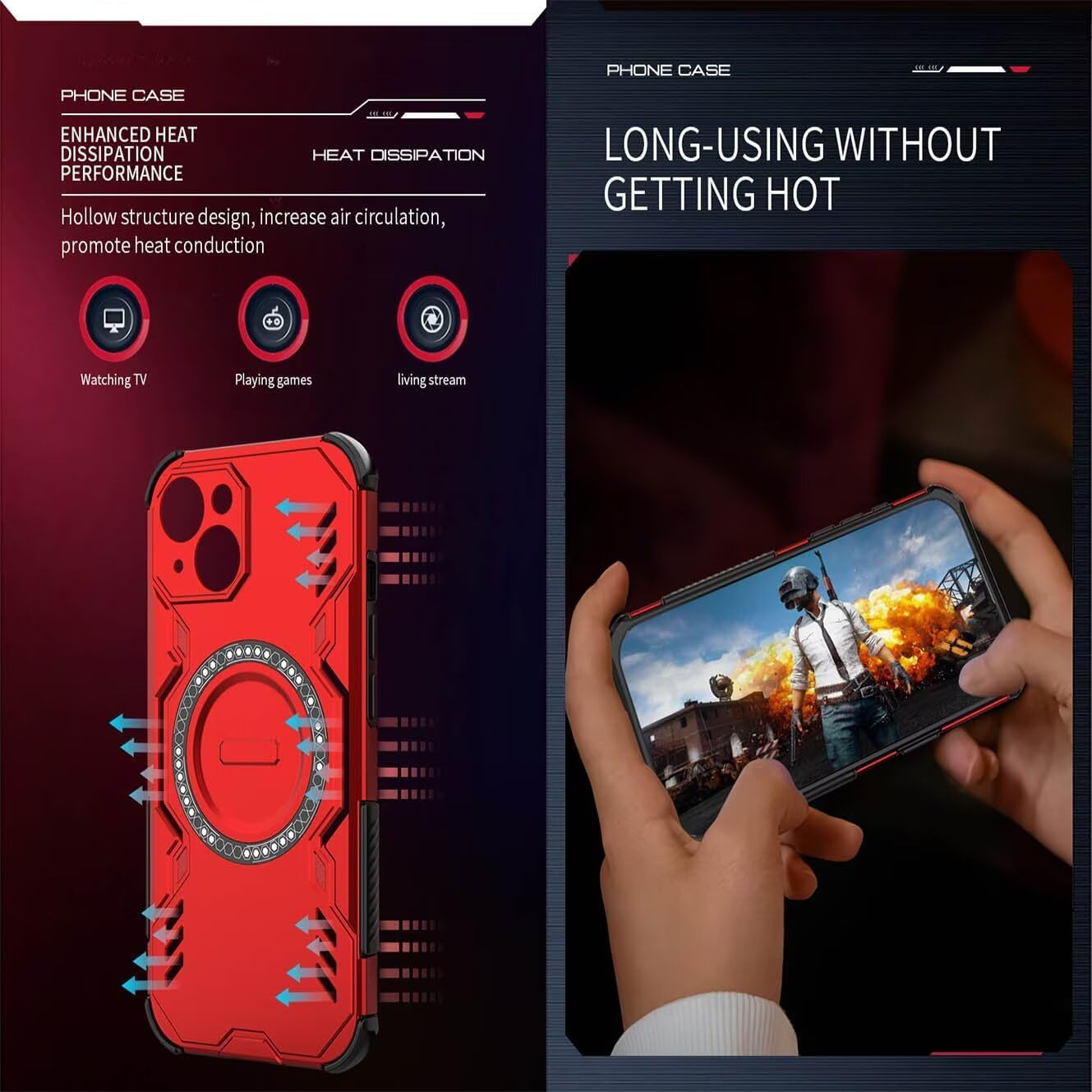 YUECXIN Magnetic Case for Xiaomi 15T Pro, Compatible with Magsafe, Military Grade Shockproof Protective Case, Hard PC and Flexible TPU Bumper Mobile Phone Case, Black image number 3