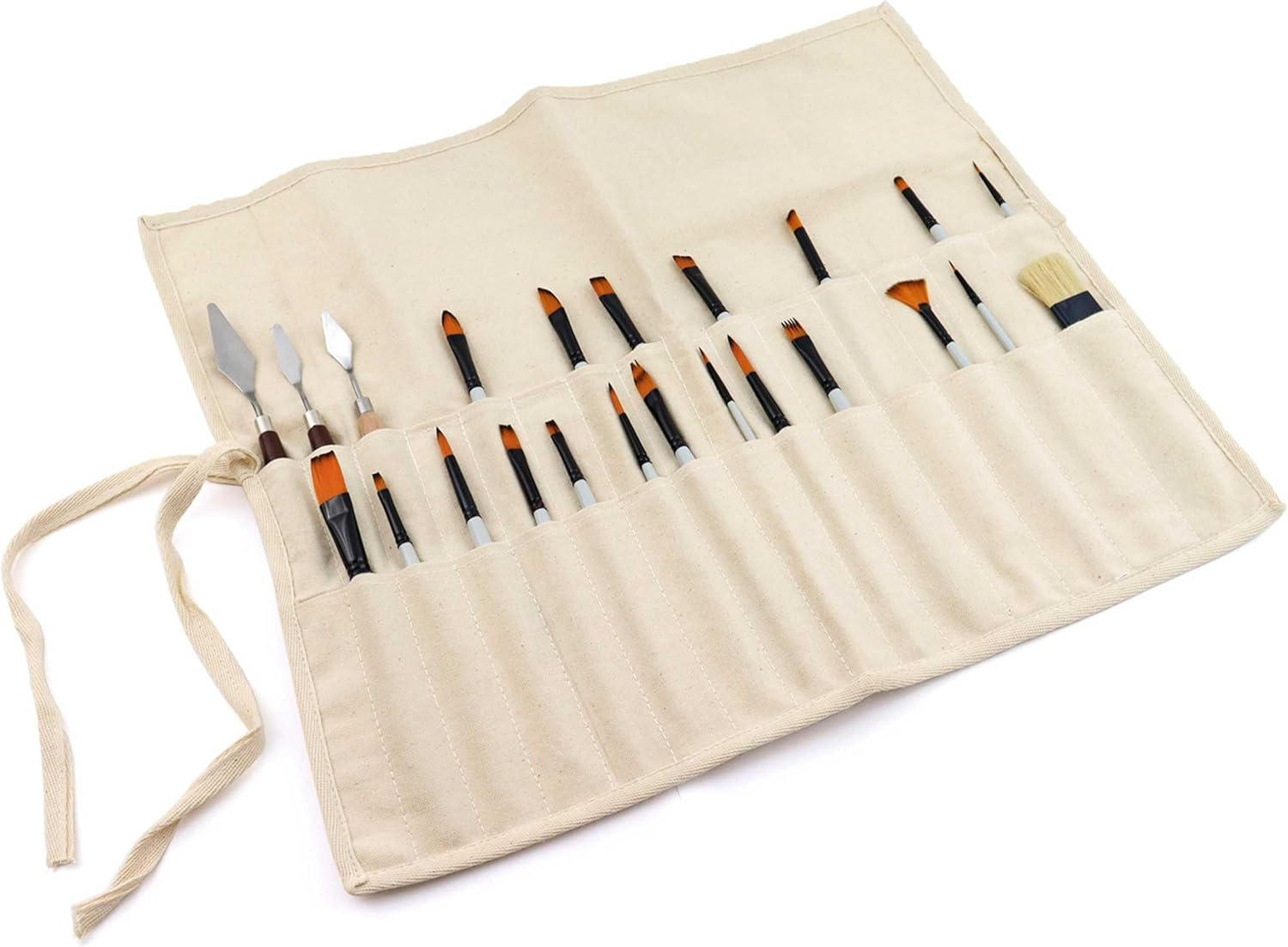 Liquidraw Paint Brush Holder Roll up Brush Bag 30 Pocket Case Storage Pouch Make up Brush Case - Brown image number 4