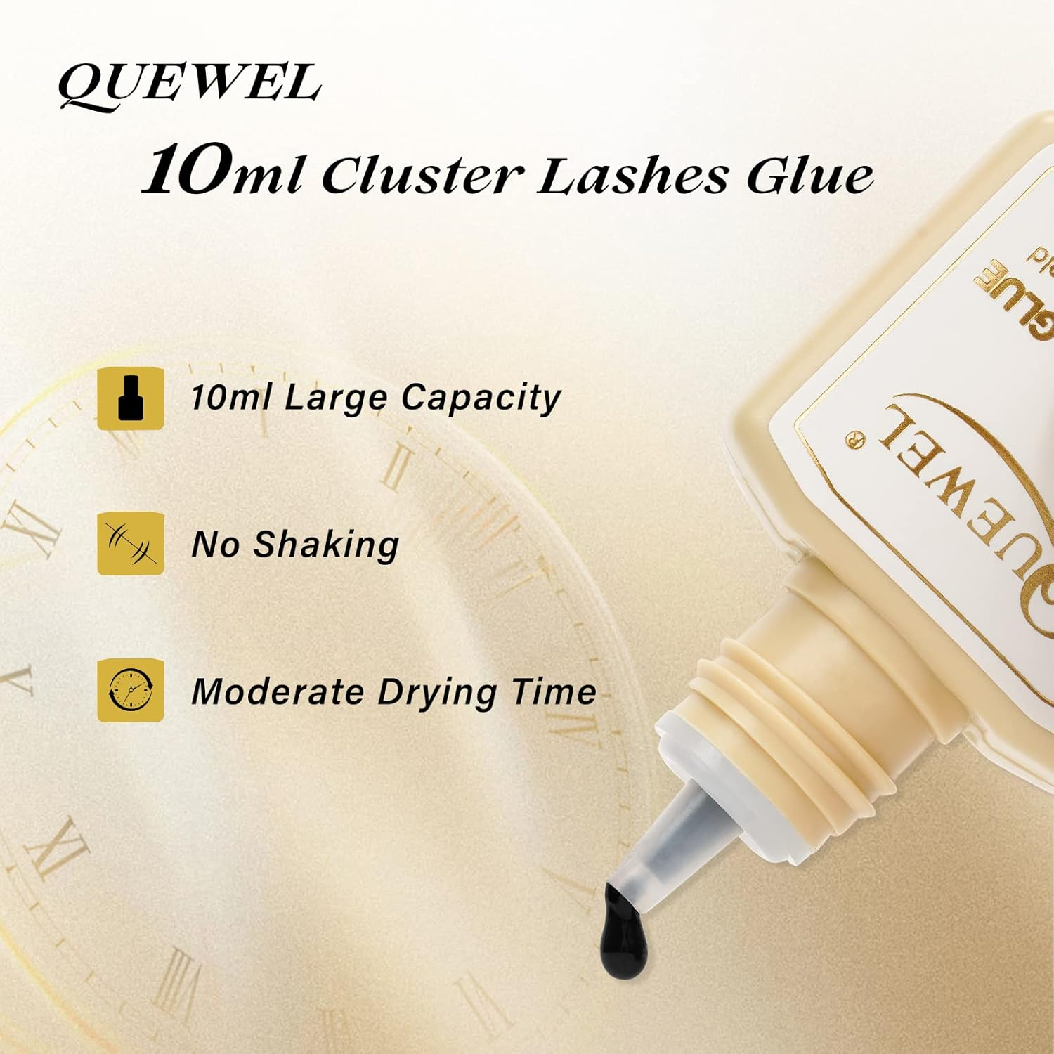 QUEWEL Cluster Lash Glue 10Ml Black Eyelash Clusters Glue Waterproof and Long-Lasting Super Strong Hold Individual Lash Bond for DIY Eyelash Extensions (10Ml) image number 6