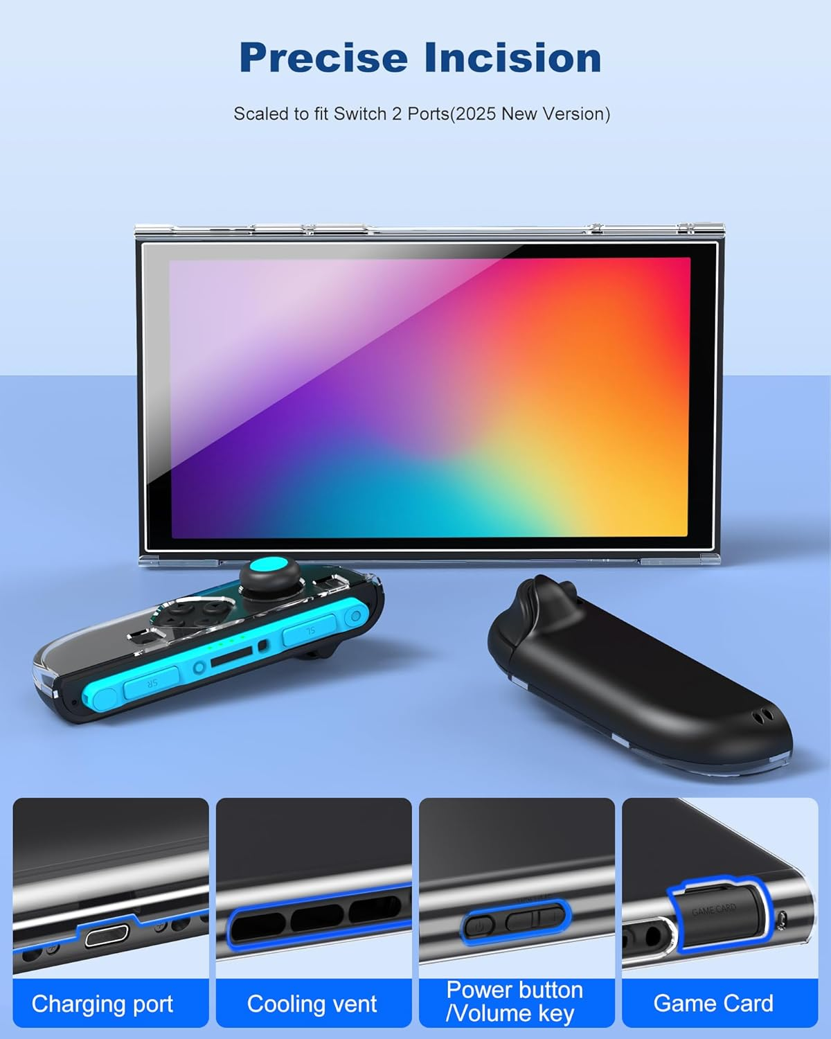 Clear Dockable Case for Nintendo Switch 2(2025)- Magnetic Snap-On Design, 6 in 1 Ultra-Thin Dockable Protective Cover with 9H Tempered Glass Screen Protector, Includes Cleaning Kit & Thumbstick Caps image number 3