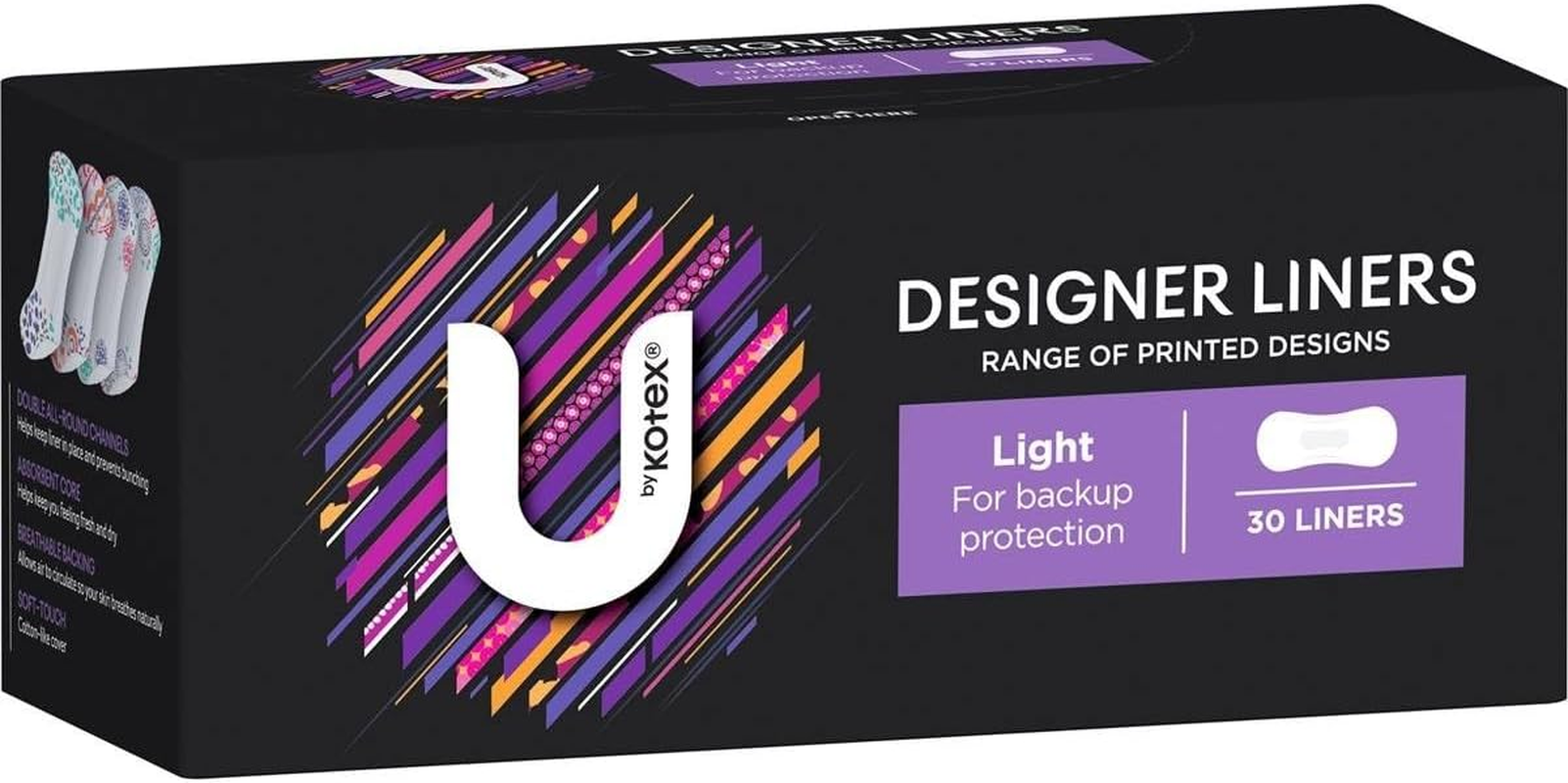 U by Kotex Standard Designer Protect Liner Pads (Pack of 30) image number 1