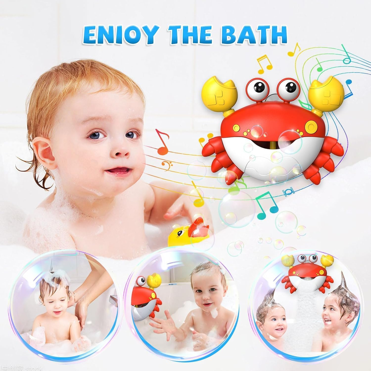 Baby Bath Toys, Crab Bathtub Bubble Machine, Blow Bubbles and Play Children'S Songs, Singing Bathtub Bubble Machine, Baby, Toddler Kids Toys, Gifts for 3 Year Old Girl and Boy image number 4