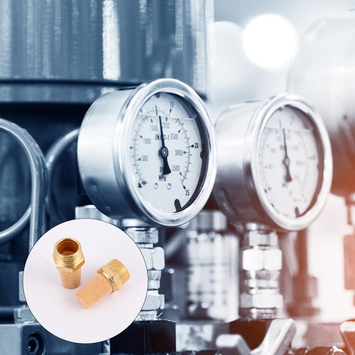 TEHAUX 8Pcs Brass, Sintered Bronze Pneumatic - 1/4 Npt Silnecer Breather Vent - 1/2 Male Thread Sintered Pneumatic All Bronze Brass G1 image number 4