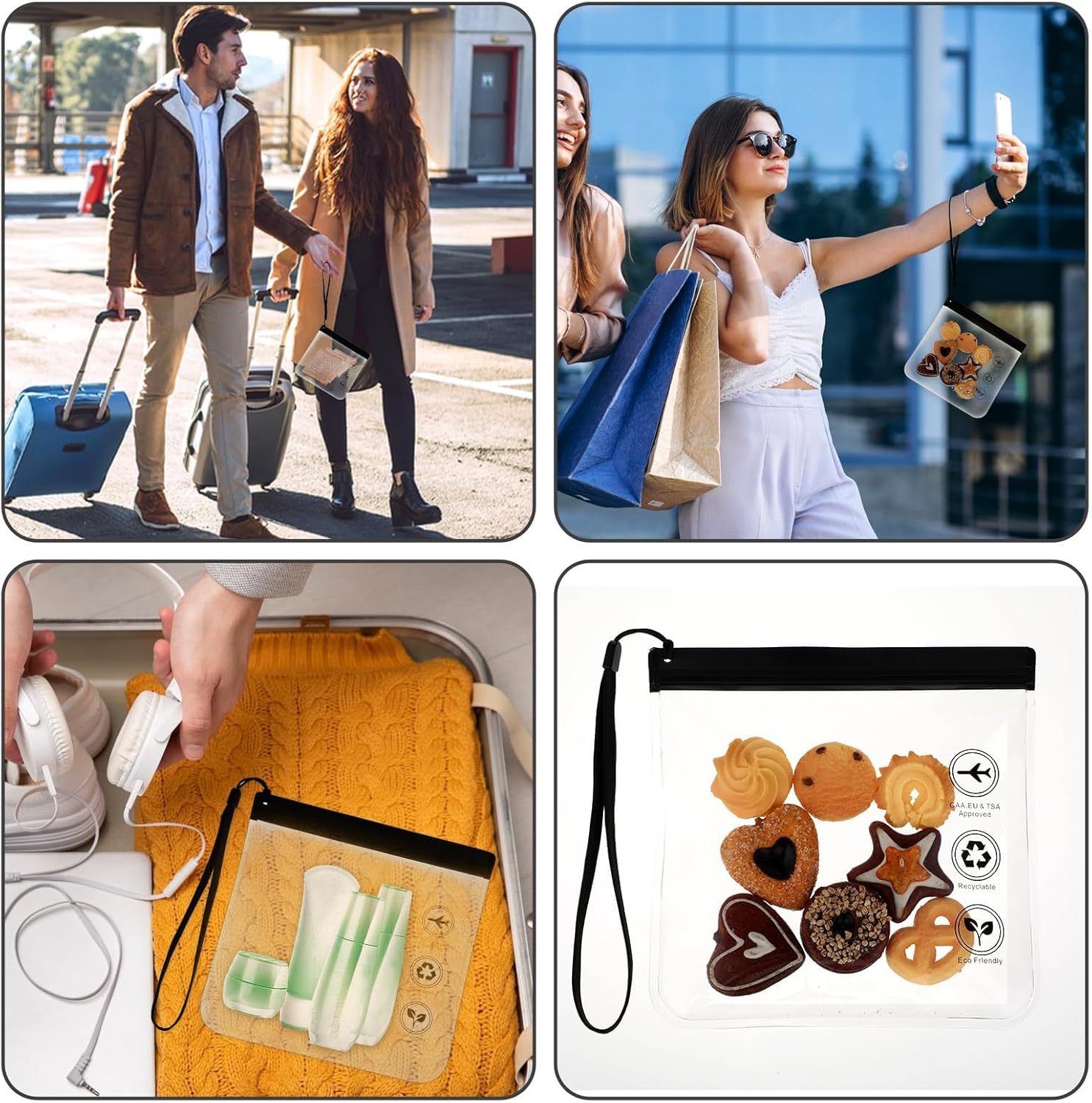 Demistus 2-Piece Reusable Tsa-Approved Clear Travel Toiletry Bag Set, Travel Accessories Makeup Pouch, Vacation Essentials Luggage Accessories (20X20) Pink image number 4