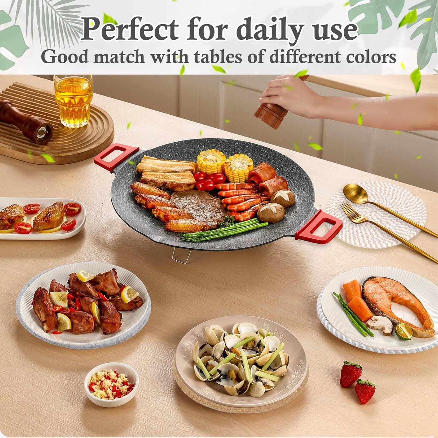 Billbotk 7" Trivets for Dishes, Pots and Pans, 4 Heat Resistant Hot Pads, Pot Holders for Kitchen, Plate Mats for Kitchen Decor (Gray & Brown) image number 2