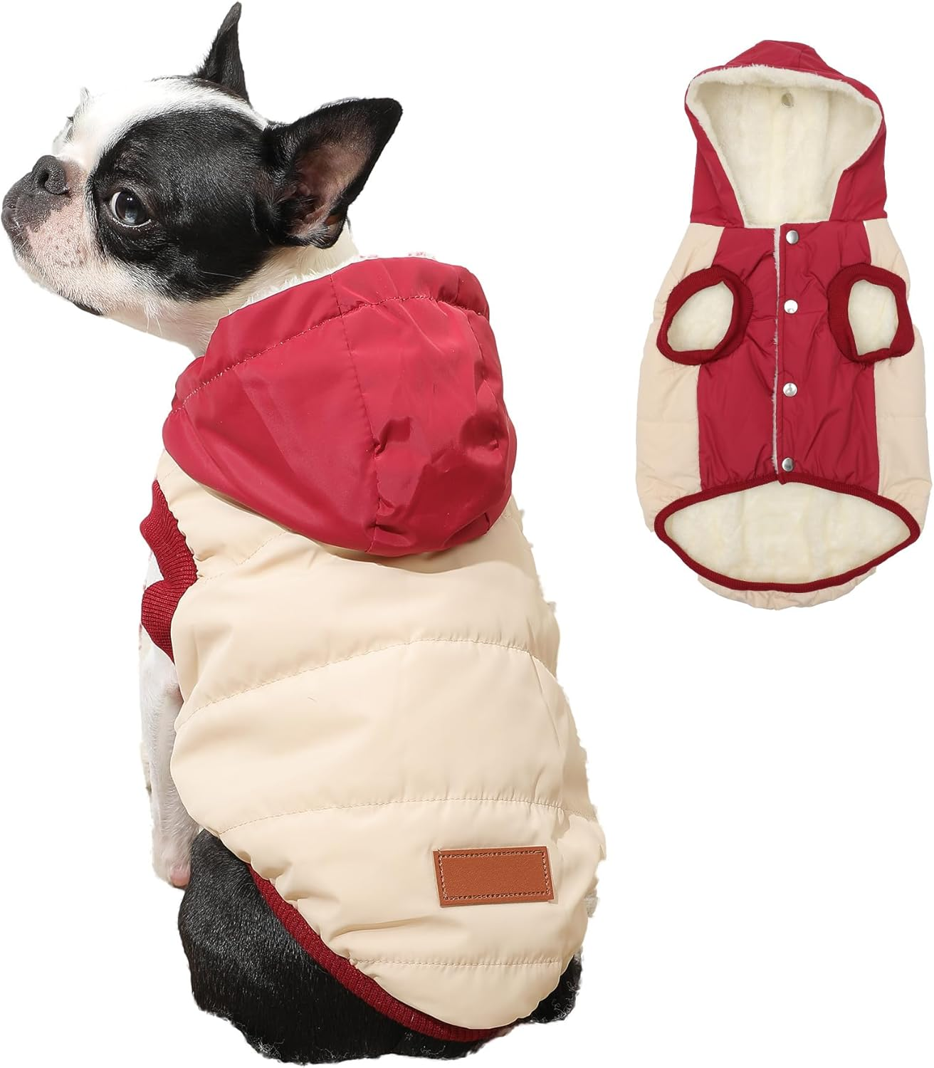 Vecomfy Fleece and Cotton Lining Extra Warm Dog Hoodie in Winter,Small Dog Jacket Puppy Coats with Hooded Pink S