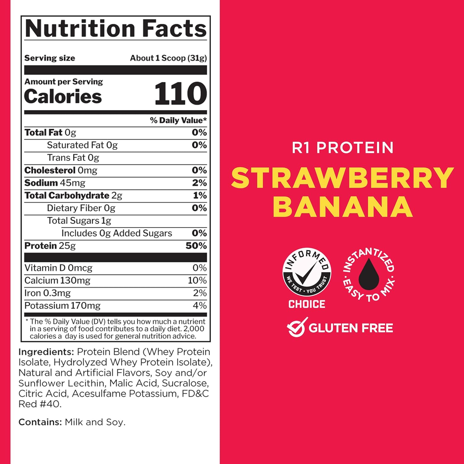 Rule1 R1 100% Whey Protein Isolate and Hydrolysate Protein Powder 5.03 Lb, Strawberry Banana (73 Servings) image number 6