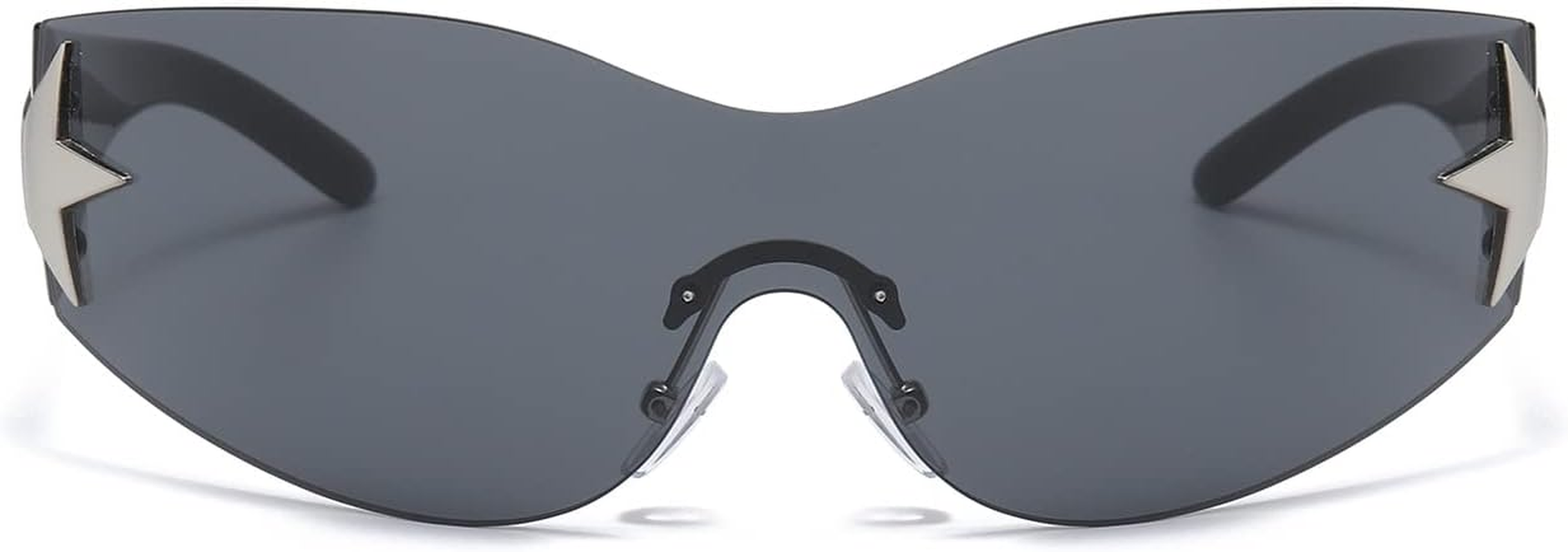 LJCZKA Rimless Star Sunglasses Y2K for Women Men, Oversized Wrap around Sunglasses One Piece Futuristic Shades UV400 Protection - Brown / Gradient Brown image number 3