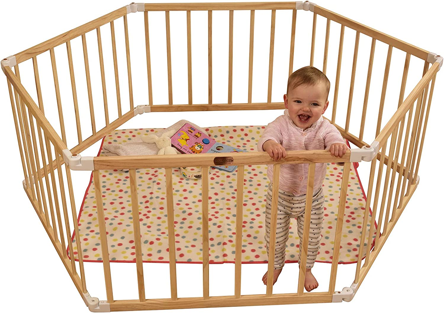 Little Boss Timber Playpen Hexagonal, Natural image number 1