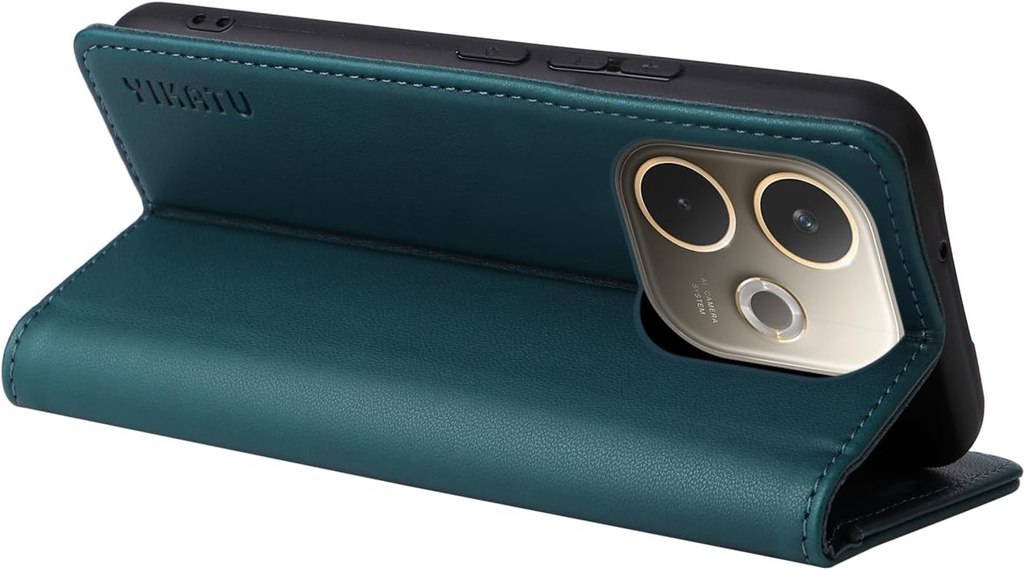 YBFJCE Case for Oppo A5 Pro 5G PU Leather Wallet Cover,Flip Folio Case with Card Holders,Magnetic Phone Cover Compatible with Oppo A5 Pro 5G,Green image number 6