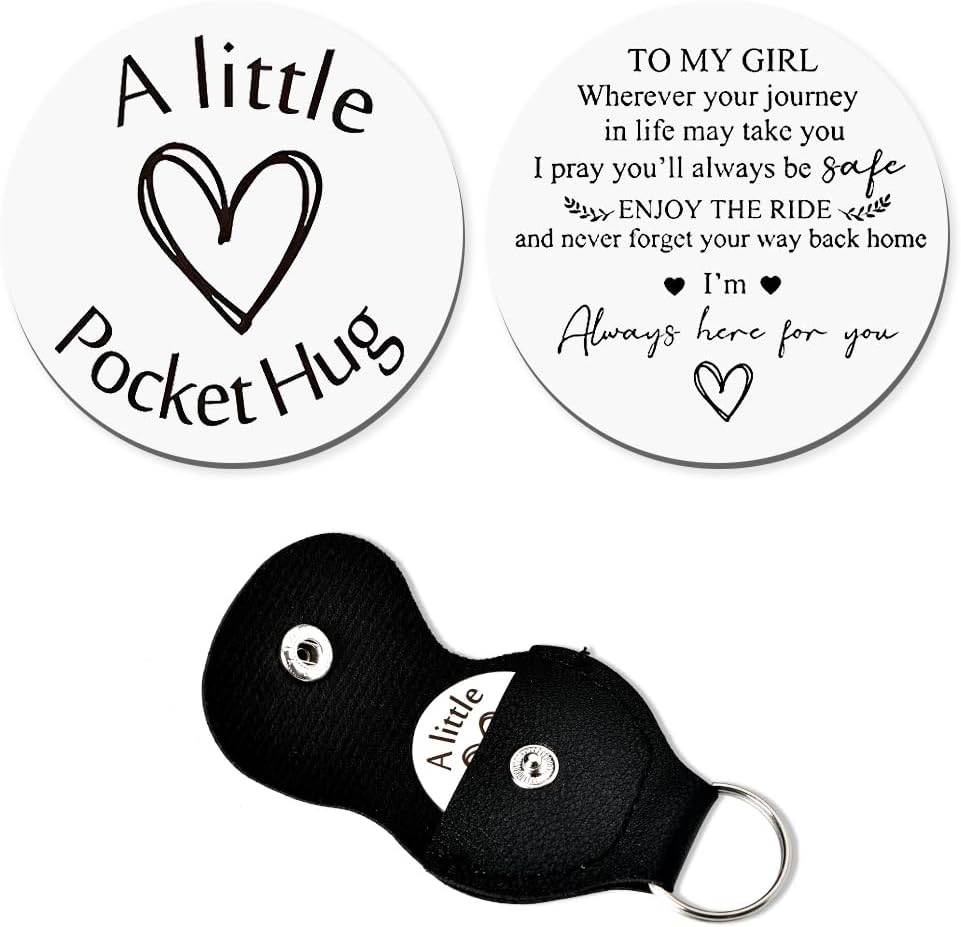 Pocket Hug Token Keychain Gifts for Women Men Engraved Inspirational Wedding Graduation Birthday Gifts for Teen Girls Boys