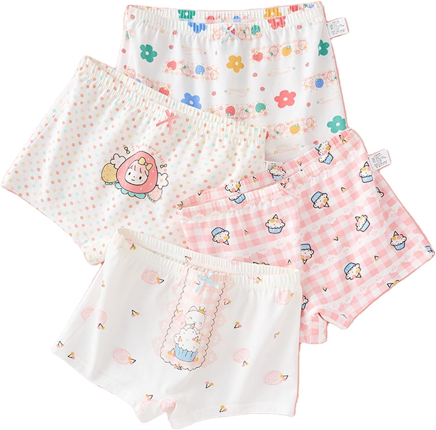 ZONEY 4 Pack Little Girls Cotton Underwear Soft Shorts Kids Boxer Briefs Panties for 2-10 Years