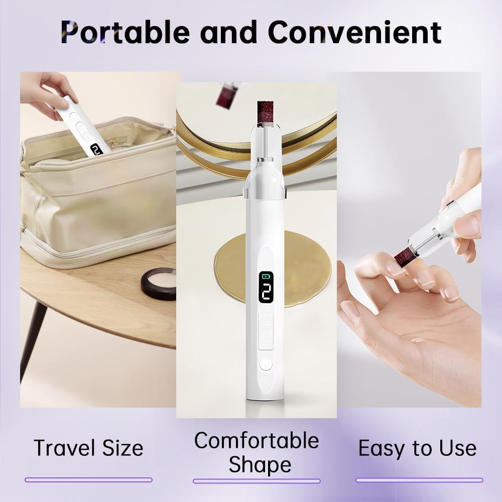 Professional Electric Nail Drill Machine Kit, 3 Speed Portable File with 6 Bits for Acrylic Gel Dip Powder Nails, Home and Salon Use image number 5