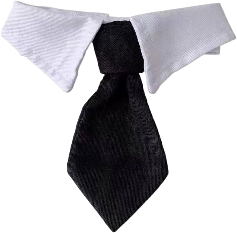 Dog Bow Tie, Gofunway Cat Formal Dog Wedding Attire White Puppy Collar Adjustable White Dog Tuxedo Collar with Black Dogs Neckties Pet Tuxedo Costume for Cats (Red, Small)
