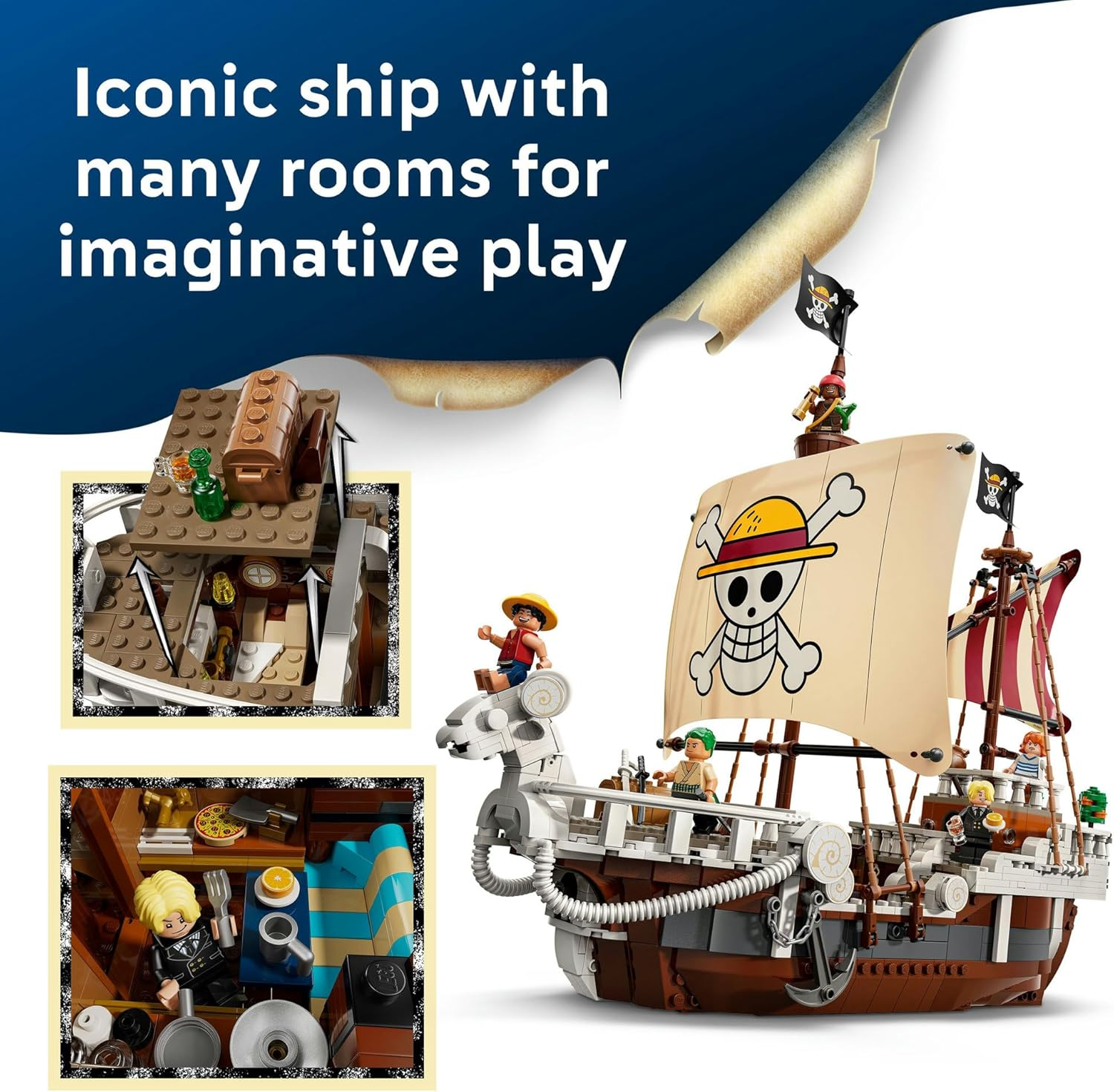 LEGO&reg; ONE Piece the Going Merry Pirate Ship 75639 Boat Set Building Toy with 5 Minifigures,Netflix Live Action Merch,Anime Decor Model Kit,Adventure Toy for Kids,Collectible Set for Boys and Girls image number 6