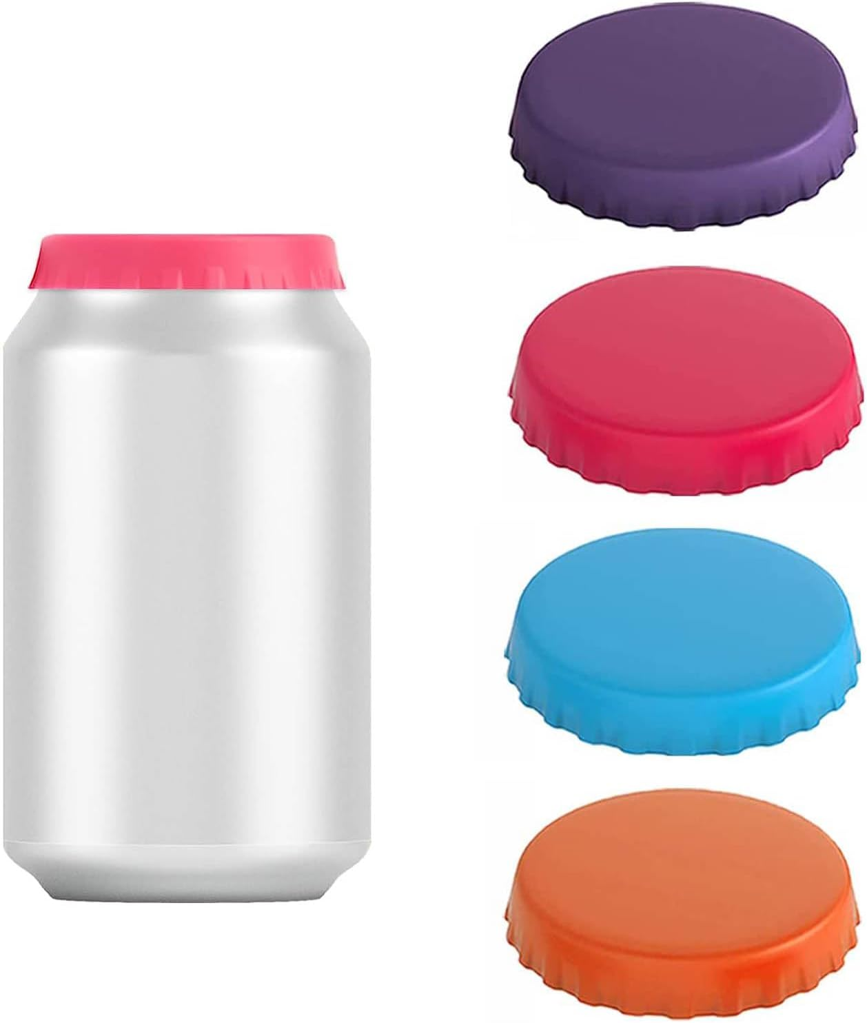 4 PCS Silicone Beverage Can Lids, Leak-Proof & Dust-Resistant Can Covers, Multi-Coloured Drinks Can Protection, Finegood Reusable Silicone Can Lids for Drinks Bottle Caps for Beer, Wine, Soda image number 4