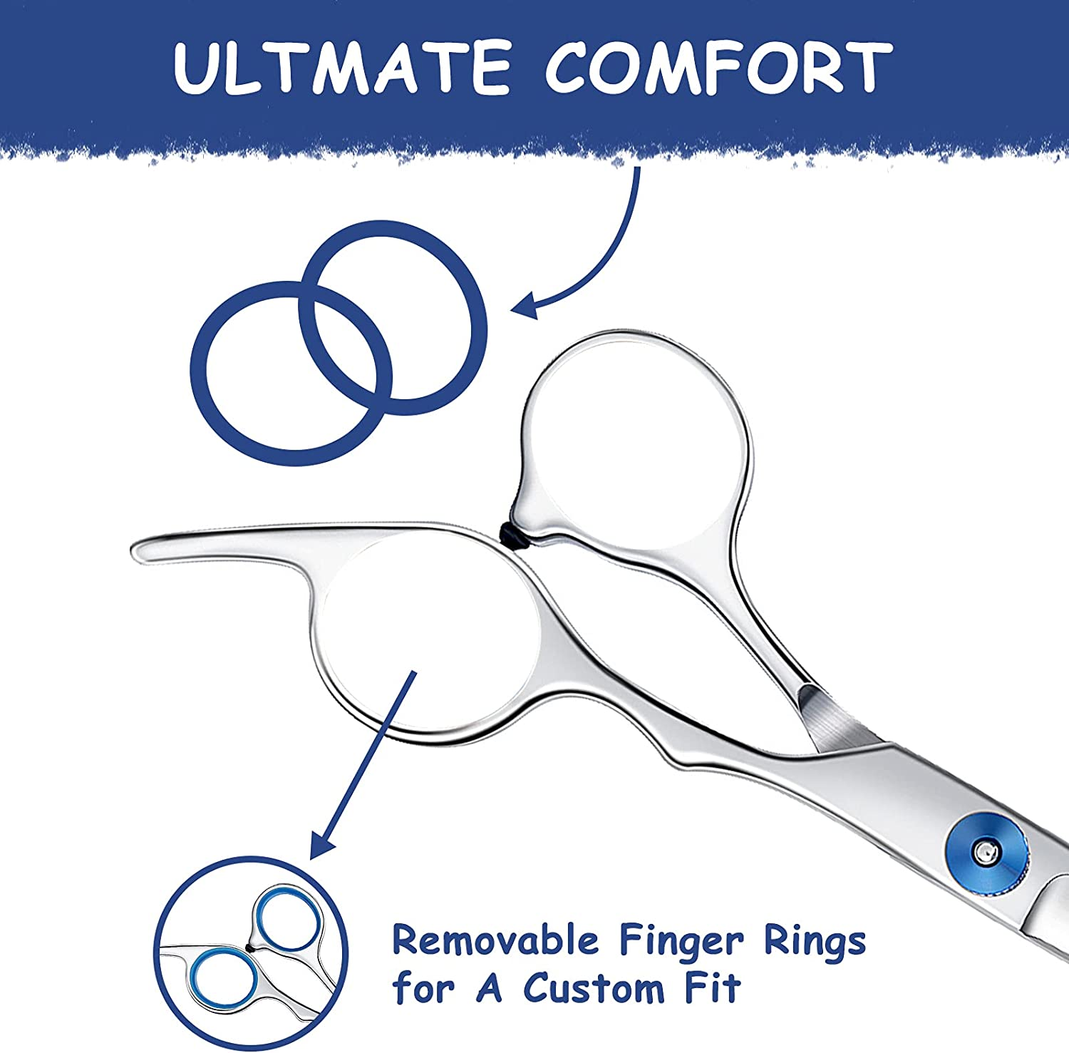 Dog Grooming Scissors - Maxshop 7 Inch Professional 2 Pack Heavy Duty Titanium Stainless Steel Pet Grooming Scissors Kit Rounded Tip Hair Cutting Curved Scissors Thinning Shears for Dogs and Cats image number 5