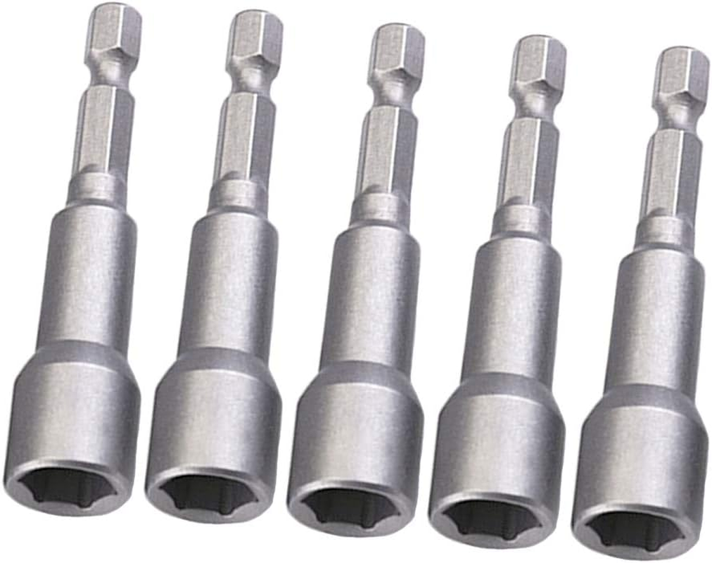 Nut Driver Bit Sets 8Mm, 1/4" Hex Shank Power Nut Driver Sets Magnetic with Quick Change Groove for Electric Hand Drill/Lithium Drill/Pneumatic Screwdriver/Impact Driver, Pack of 5 image number 1