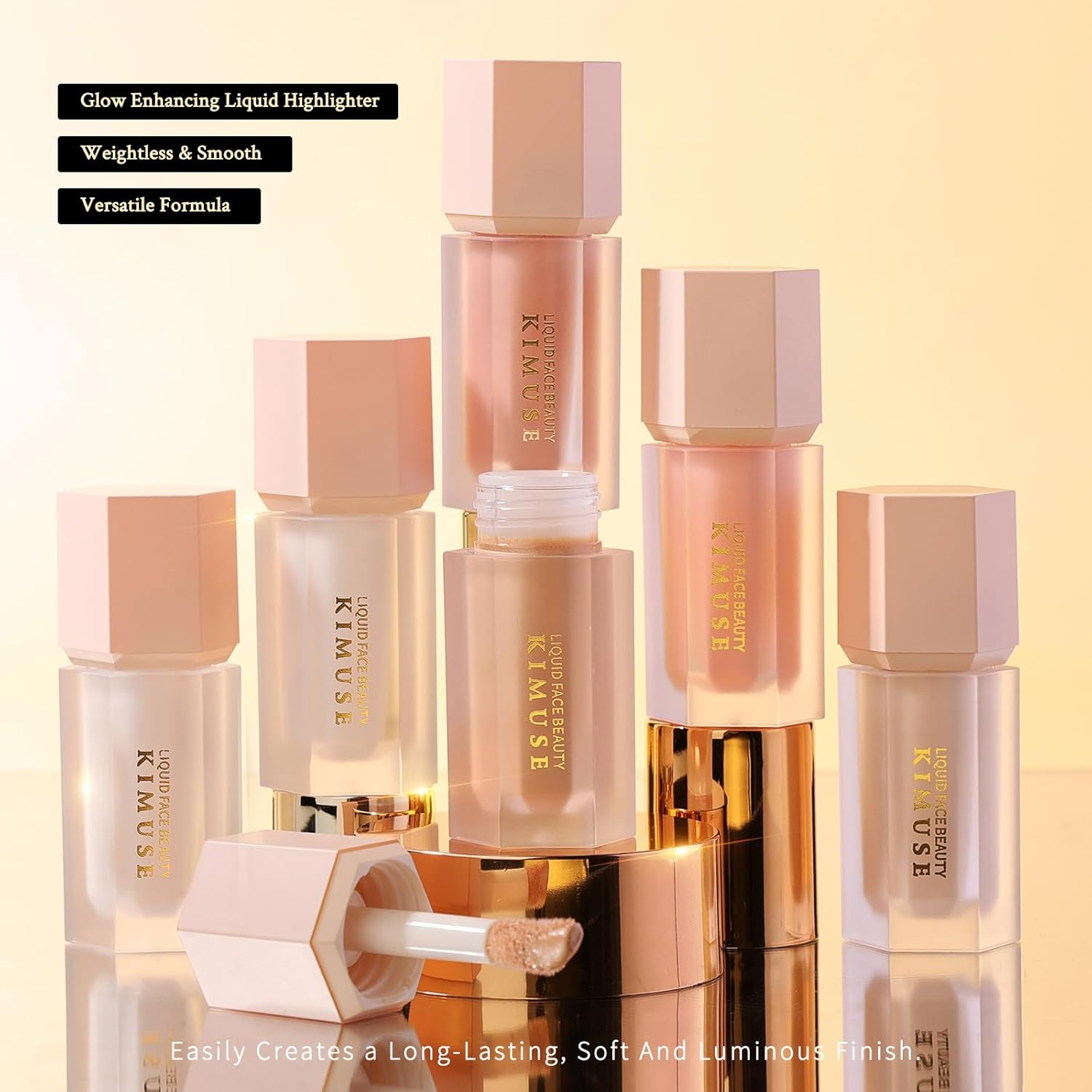 KIMUSE Soft Natural Glow Liquid Filter, Weightless, Long Wearing, Smudge Proof, Natural Looking, Dewy Finish, Glow Liquid Illuminator Makeup
