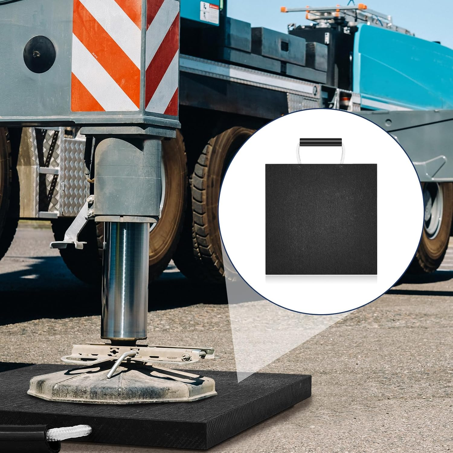 2 Pcs Rv Jack Blocks Pads Stabilizing Outrigger Pads Rv Leveling Stackable Waterproof Handle for Tow, Service Truck, Trailer, Crane, Wrecker Landing Gear, Black (8 X 8 X 0.7 Inches)