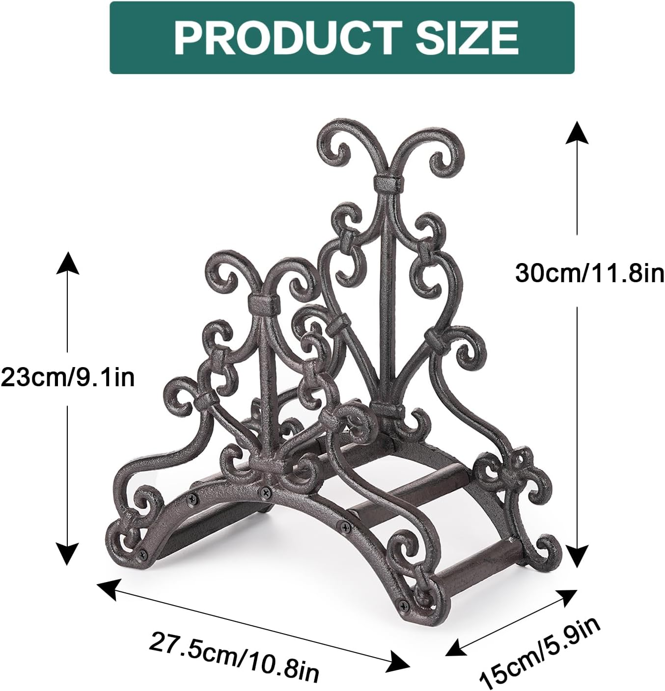 Sungmor Heavy Duty Cast Iron Garden Hose Holder - Wall Mounted Water Hose Hanger - European Vintage Pattern Decorative Hose Rack - Large Water Hose Bulter Storage - Indoor Outdoor Metal Hose Stand image number 5