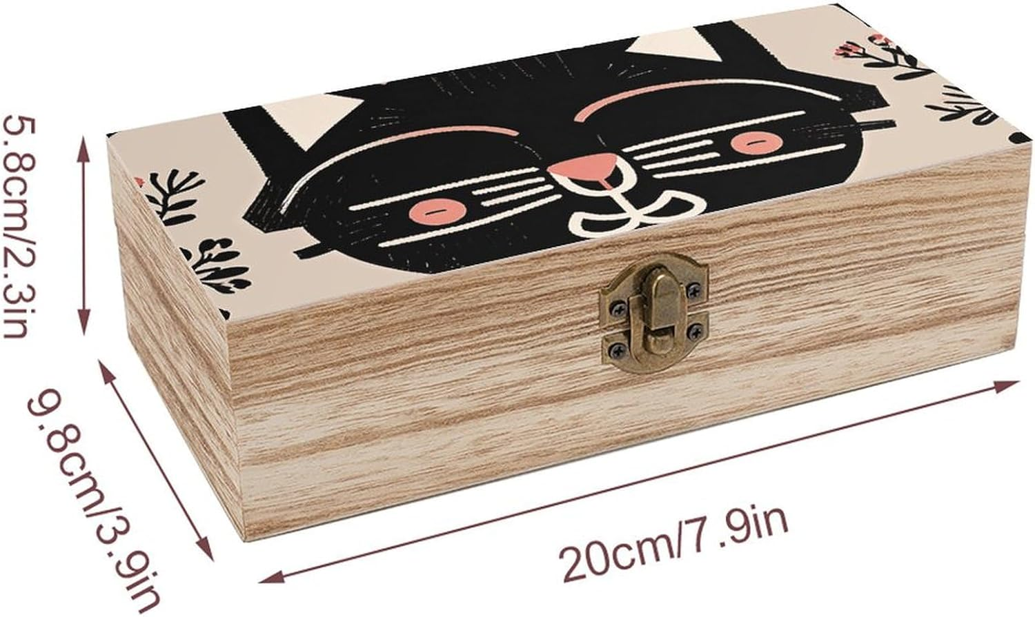 Black Cat Wooden Box Wood Wedding Keepsake Boxes with Lids Small Decorative Boxes Lightweight Wooden Memory Storage Box for Crafts Keepsakes Jewelry Photo Letter Storage