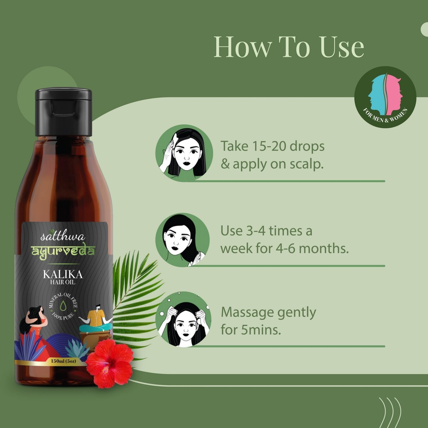 Satthwa Kalika Hair Oil - Make Your Hair Naturally Darker (150Ml)