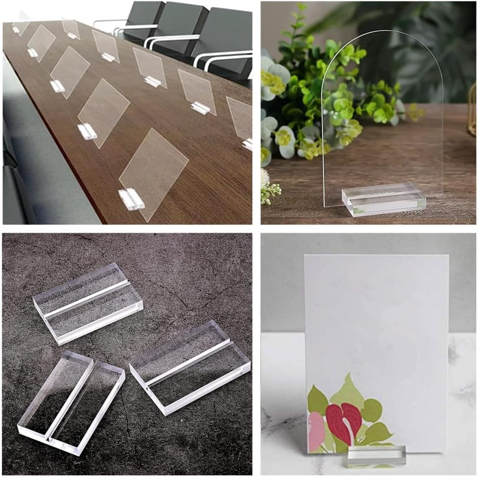 Card Display Stand, Photos Sign Holders, Cuicanfla 20 Pcs Clear Acrylic Place Card Holders, Table Number Stands with Card Slot, Name Card Display Stand for Shop Cafe Wedding Banquet Buffet Events Menu image number 3