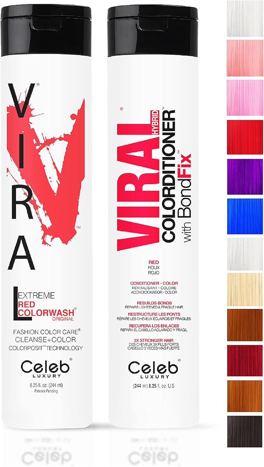 Celeb Luxury Gem Lites Duo Color Depositing Colorwash Shampoo & Conditioner Set + Bondfix Bond Rebuilder, Semi Permanent Hair Color, Vegan Hair Dye, Brown Tahitian Pearl