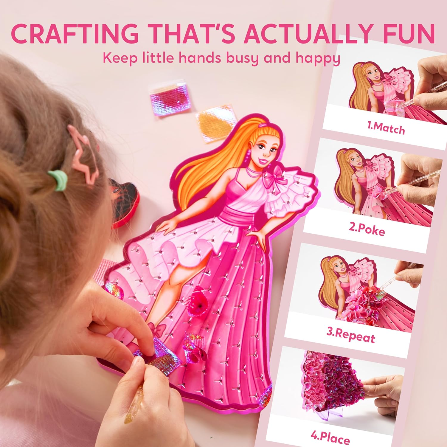 Klever Kits Poke in Fun Art Crafts for Kids Ages 4-8, Princess Dress-Up, Art Activities, DIY Craft Kits, Girls Ages 4 5 6 7 8+ Birthday Gifts by Jova image number 2