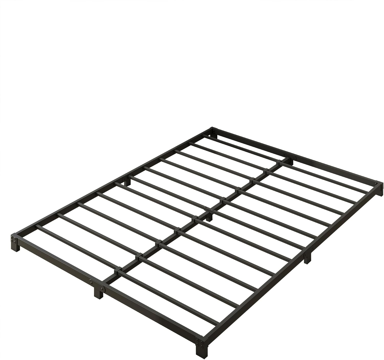 VERFARM 3 Inch Low Queen Size Bed Frame, Heavy Duty Metal Platform Bed Frame Queen, No Box Spring Needed, Sturdy Steel Slat Support, Easy Assembly, Black, Queen image number 3
