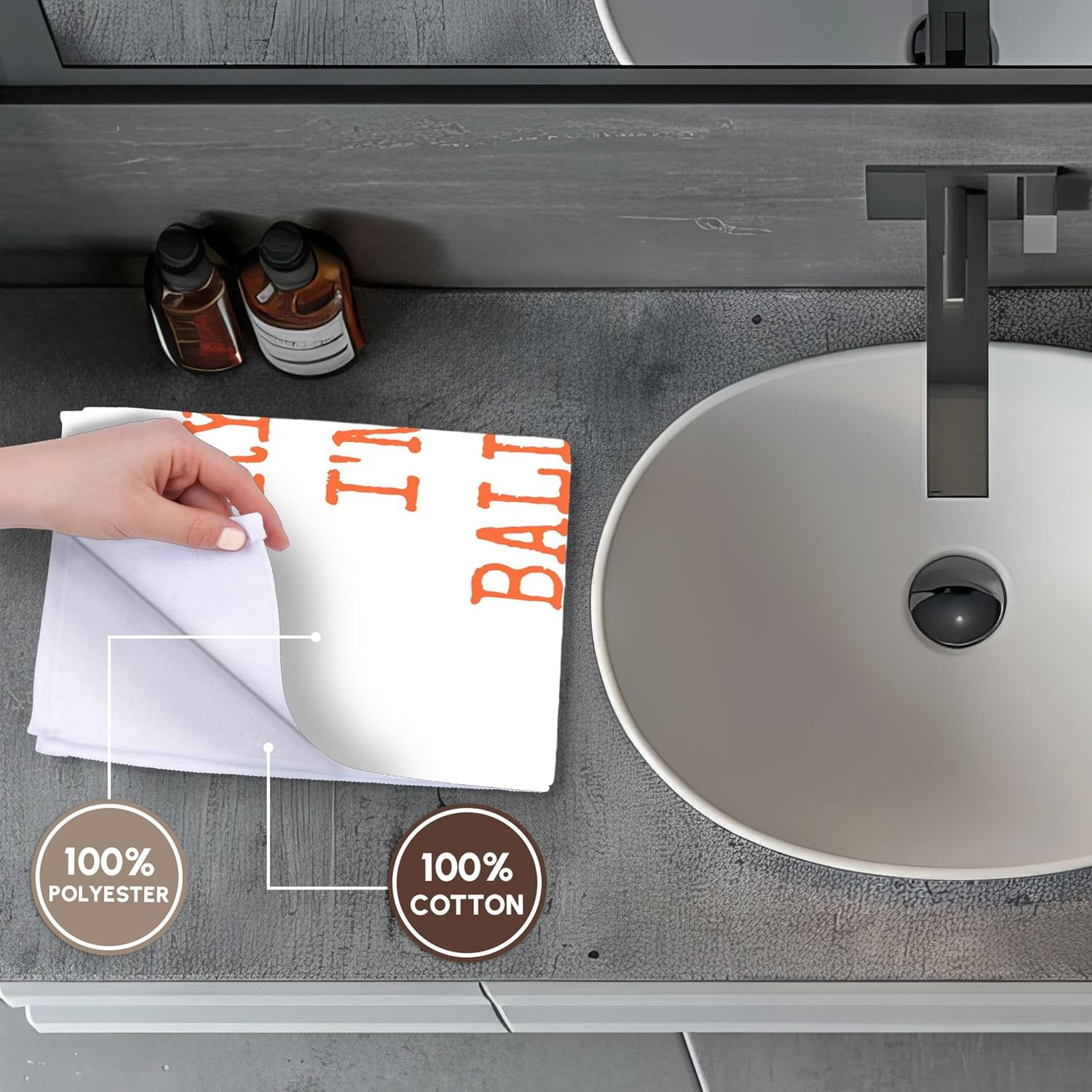 3D Rose Every Day Im Ballin Basketball Picture Orange Lettering TWL_172351_1 Towel, 15" X 22", Multicolor image number 3