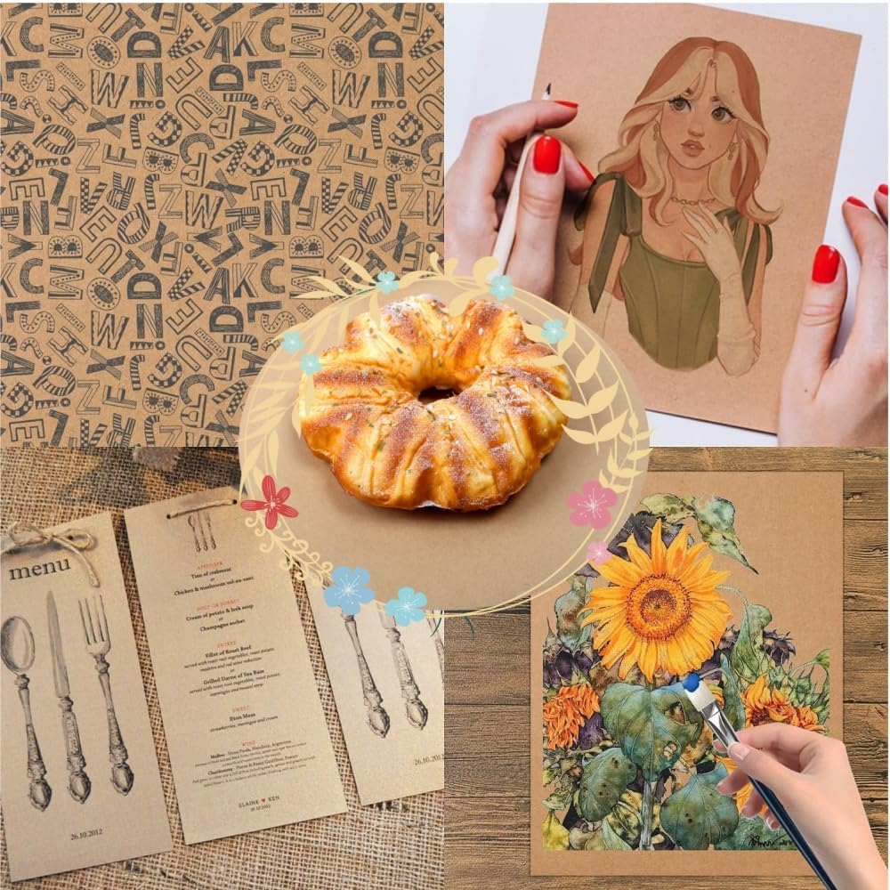 30 Sheets A4 Brown Kraft Cardstock Art Cover Paper for DIY Projects and Crafts - Thick 250Gsm Cardstock for Printing Drawing Invitation Making, Laser and Inkjet Printer Compatible image number 2
