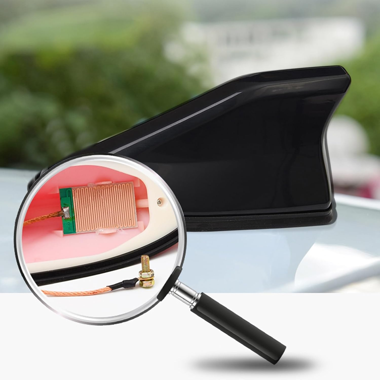 PUCHEN Car Shark Fin Antenna, Universal Roof Top Radio & Navigation Antenna, Waterproof Adhesive, Easy Install, Black image number 5