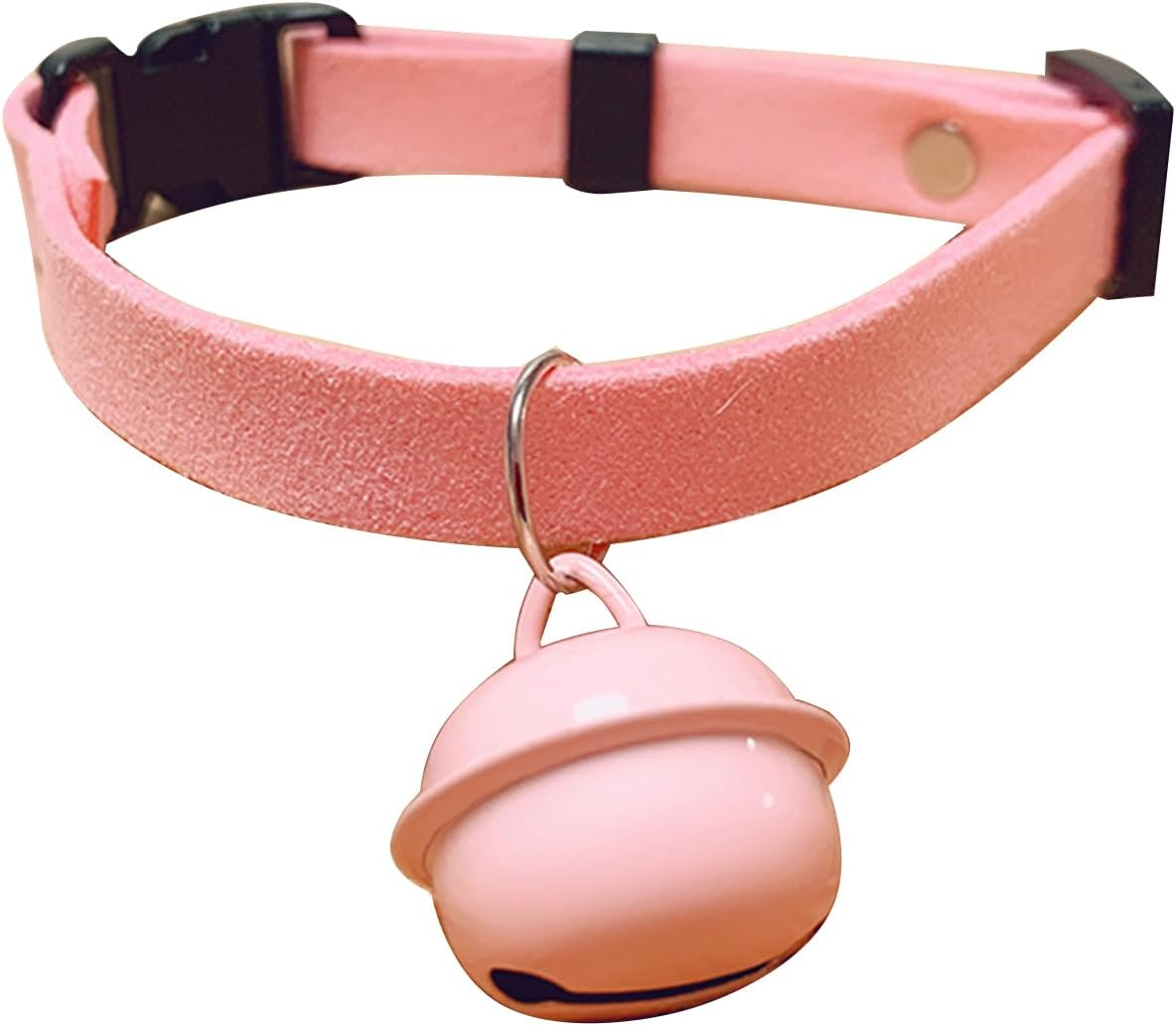 Breakaway Cat Collar Strip Bell，Safety Quick Release Cat Collars,Double Velvet with Bell, S-Size -20 Cm (Fit within 3 Kg) for Cats Puppy（Pink）
