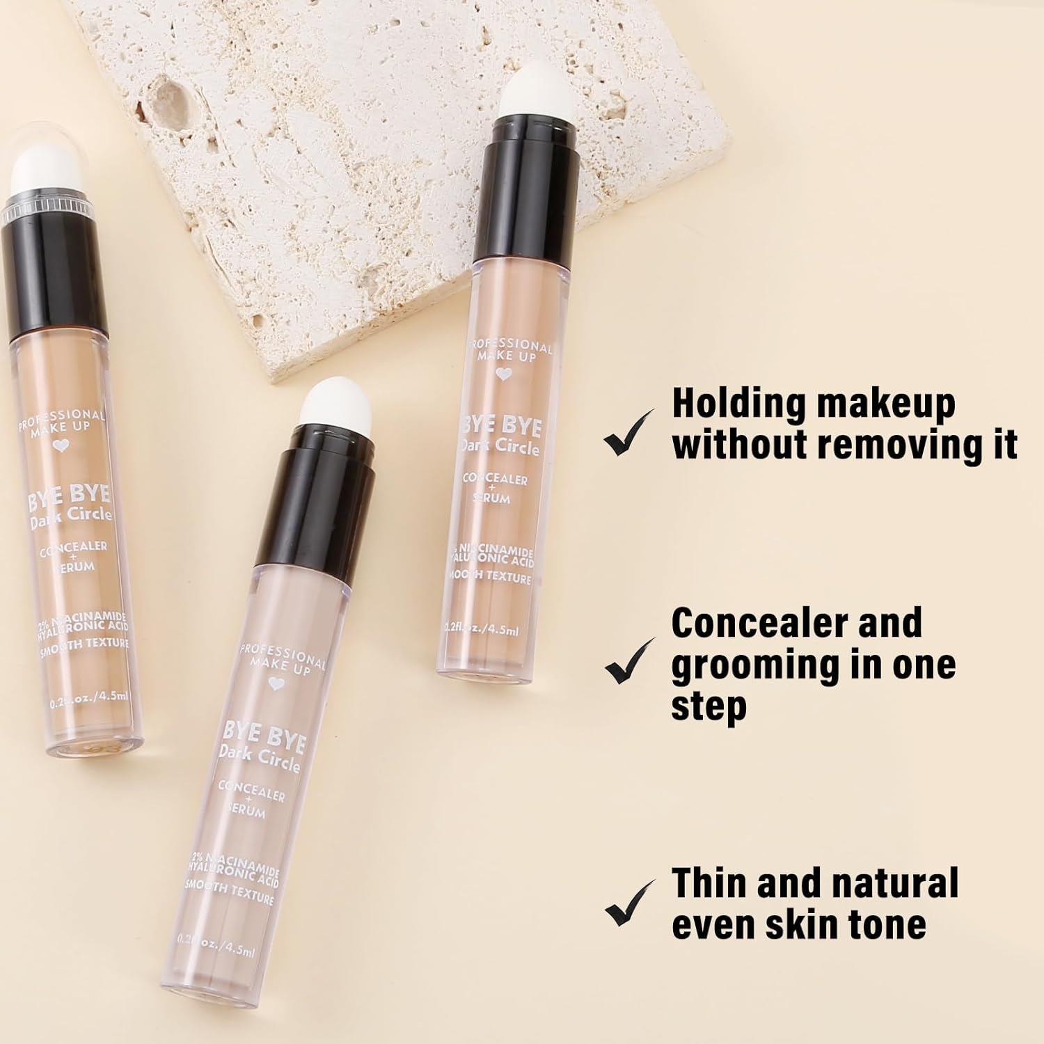 Boobeen Matte Full Coverage Concealer, Cream Concealer Stick for Dark Circles, Spots, under Eye Concealer with Double Headed Applicator, Smooth - 03 image number 4